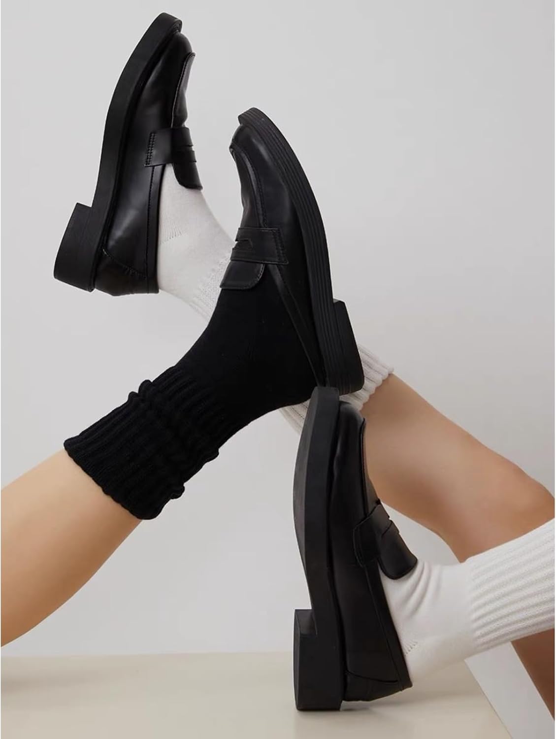 Crew Socks For Women Multipairs Cotton Cushioned Athletic Socks Retro Slouch Socks Mid Calf Rib Tube Socks - Image 6