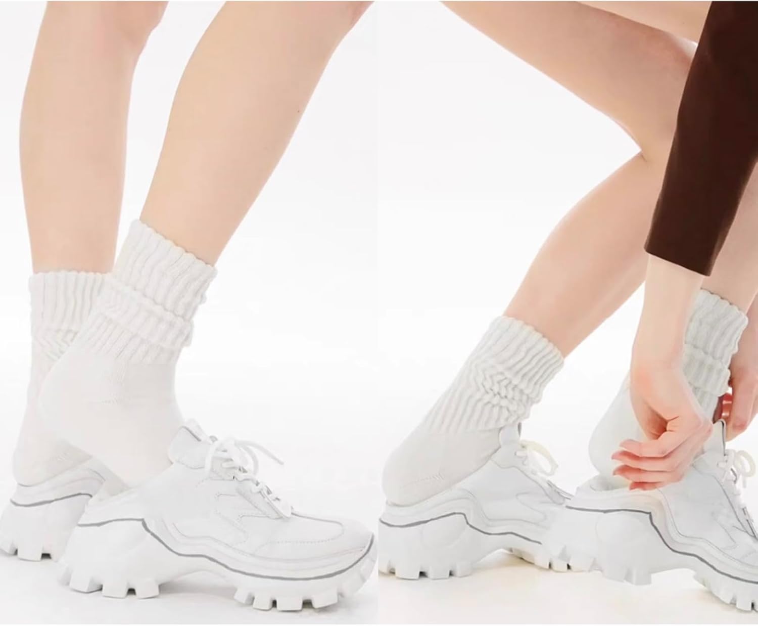 Crew Socks For Women Multipairs Cotton Cushioned Athletic Socks Retro Slouch Socks Mid Calf Rib Tube Socks - Image 7