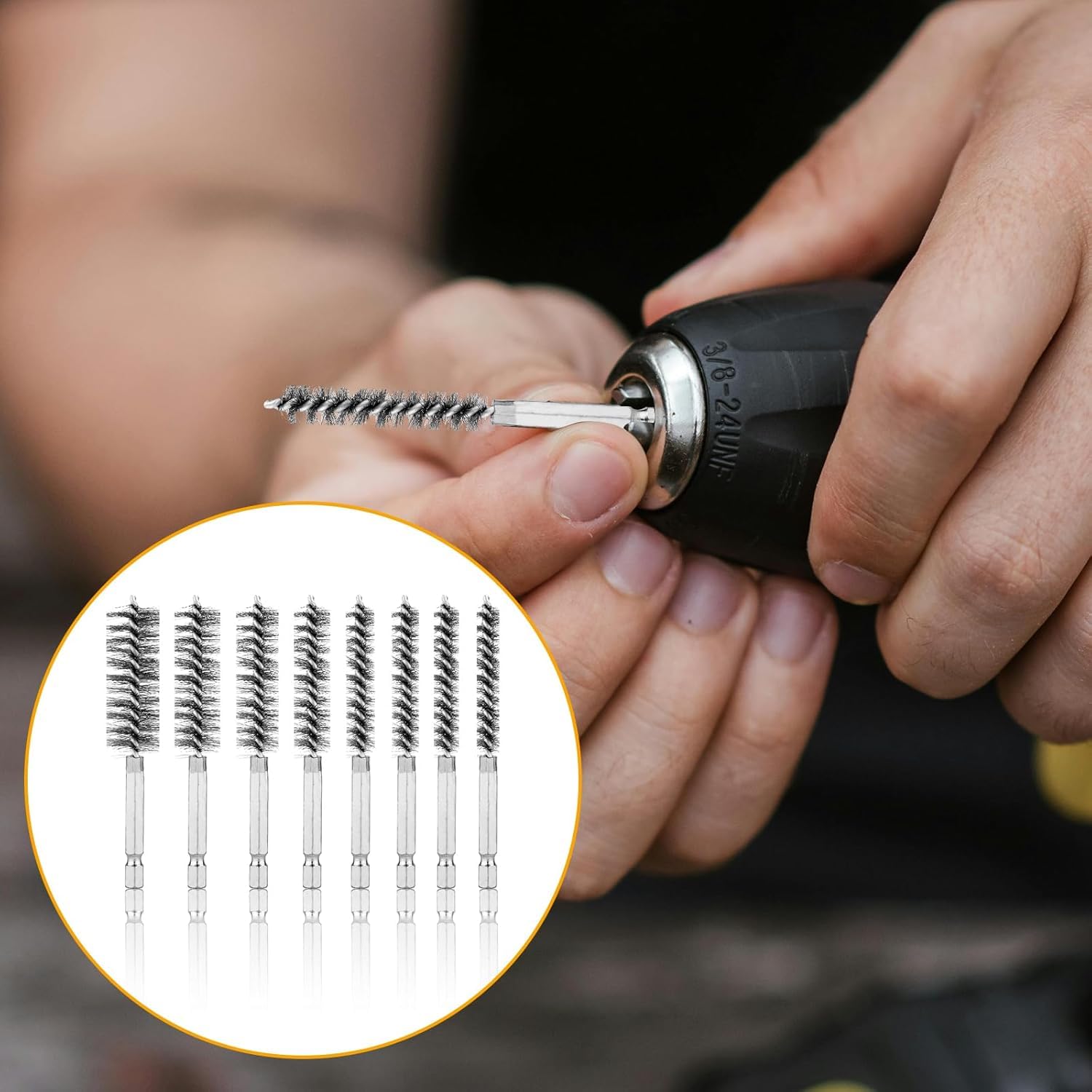 10 Pieces of Wire Brush Drilling Cleaning Brush Set, Stainless Steel Hole Cleaning Brush, 1/4 Inch Hexagonal Handle Tube Cleaning Drill Bit Wire Brush - Image 8