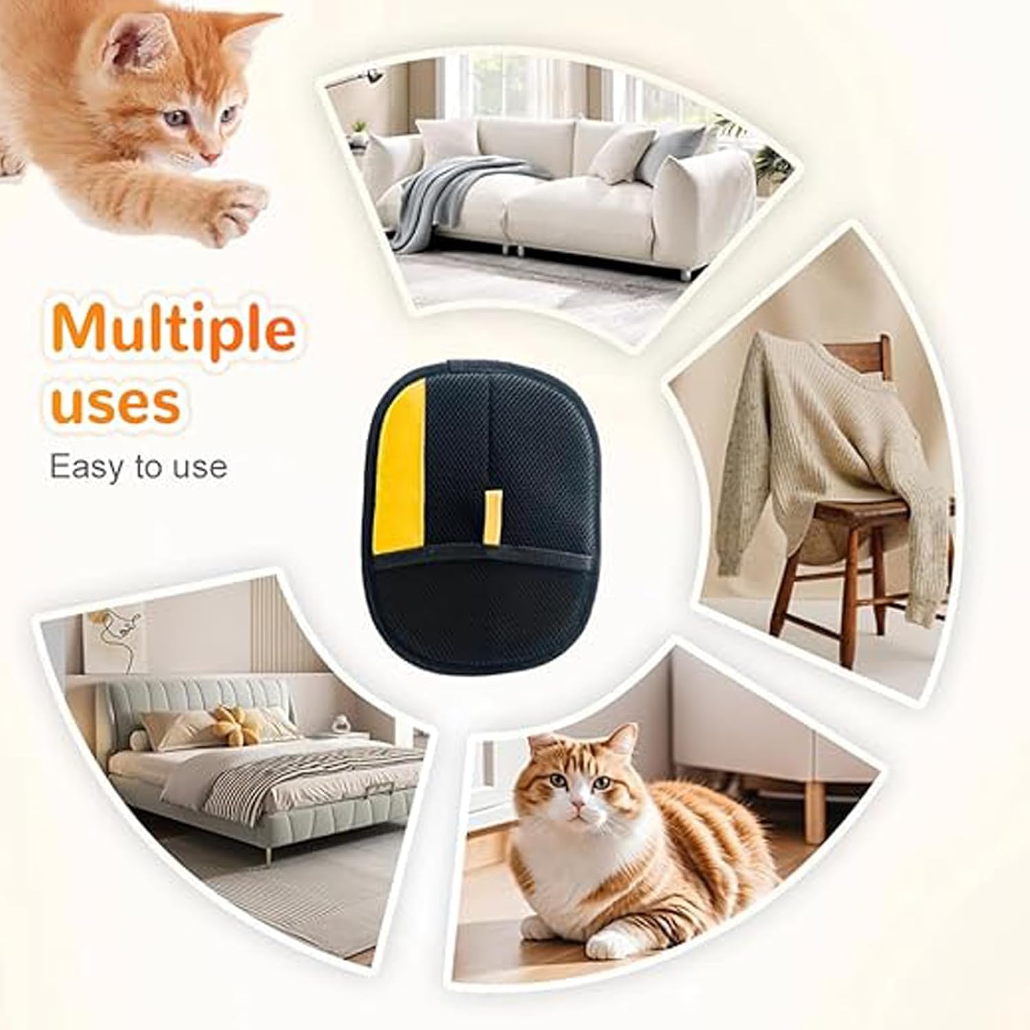 Yomi Pet Hair Remover Glove, Reusable Electrostatic Pet Hair Removal Gloves, For Couch, Furniture, Carpet, Car Seat, Upgraded Animal Fur Removal Tool (1PC) - Image 2