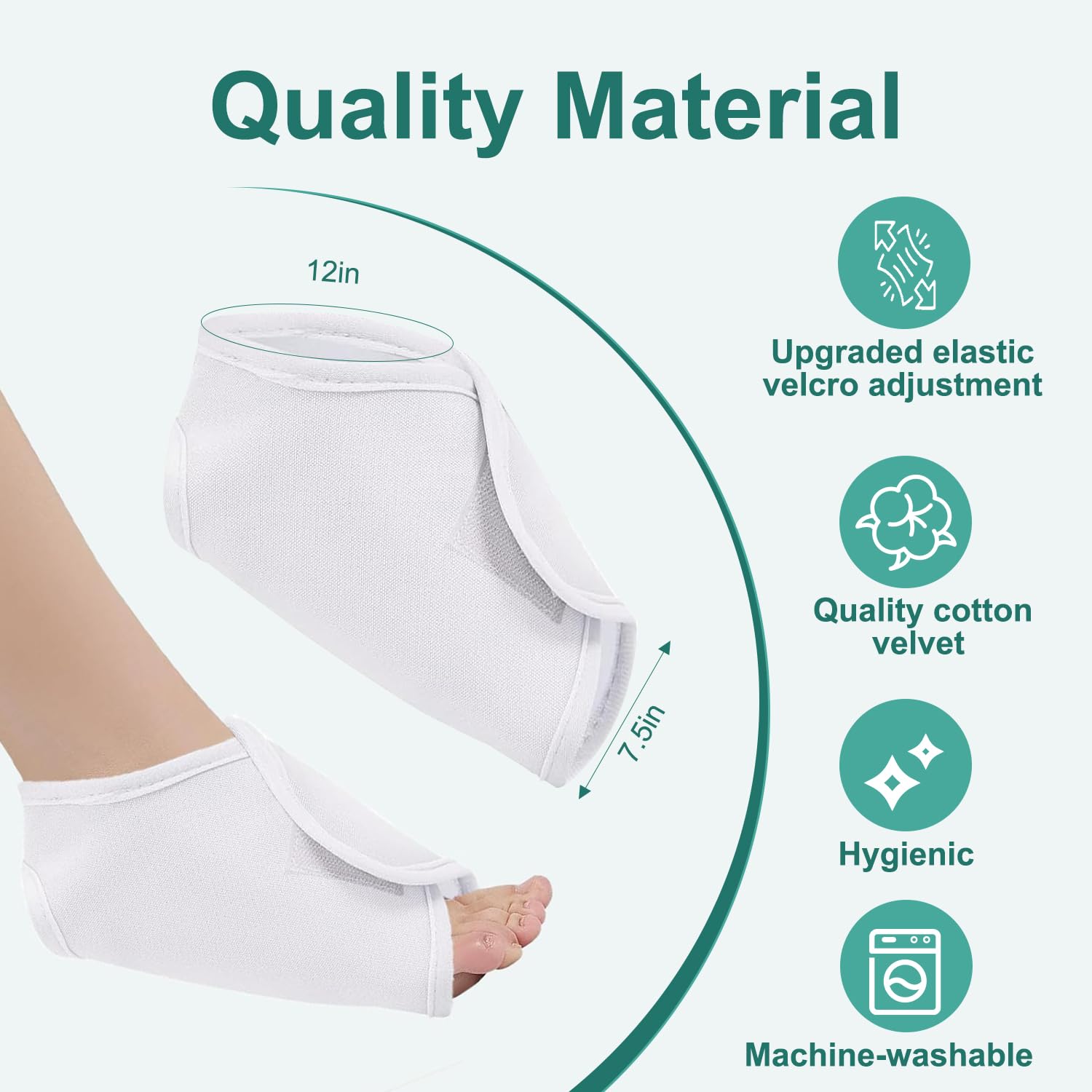 2pcs Castor Oil Pack Wrap for Ankle, Adjustable Ankle Castor Oil Wrap for Plantar Fasciitis Relief, Reusable Plantar Fasciitis Brace Castor Oil Compress for Men & Women, White - Image 2