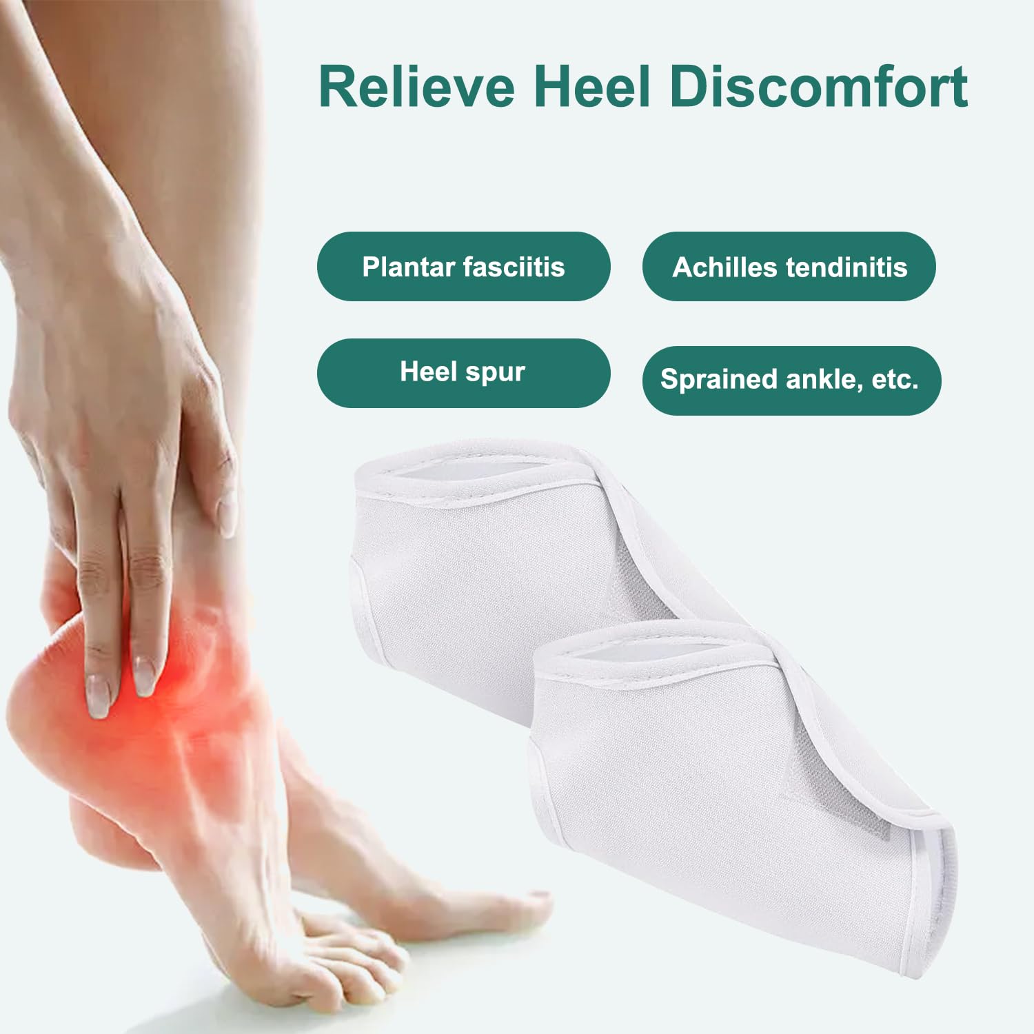 2pcs Castor Oil Pack Wrap for Ankle, Adjustable Ankle Castor Oil Wrap for Plantar Fasciitis Relief, Reusable Plantar Fasciitis Brace Castor Oil Compress for Men & Women, White - Image 4