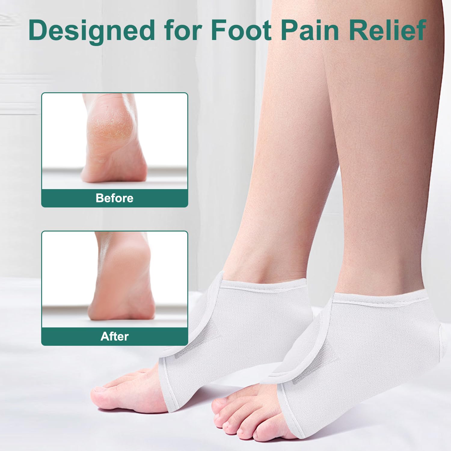 2pcs Castor Oil Pack Wrap for Ankle, Adjustable Ankle Castor Oil Wrap for Plantar Fasciitis Relief, Reusable Plantar Fasciitis Brace Castor Oil Compress for Men & Women, White - Image 5