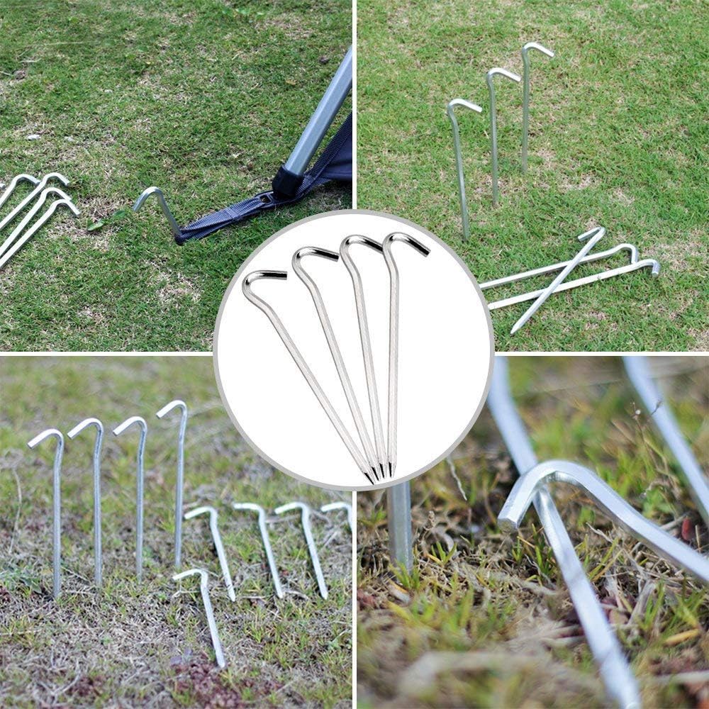 Aluminium Tent Stakes Pegs - 7'' Hexagon Rod Stakes Nail Spike Garden Stakes Camping Pegs for Pitching Tent, Canopies (Silver) - Image 2