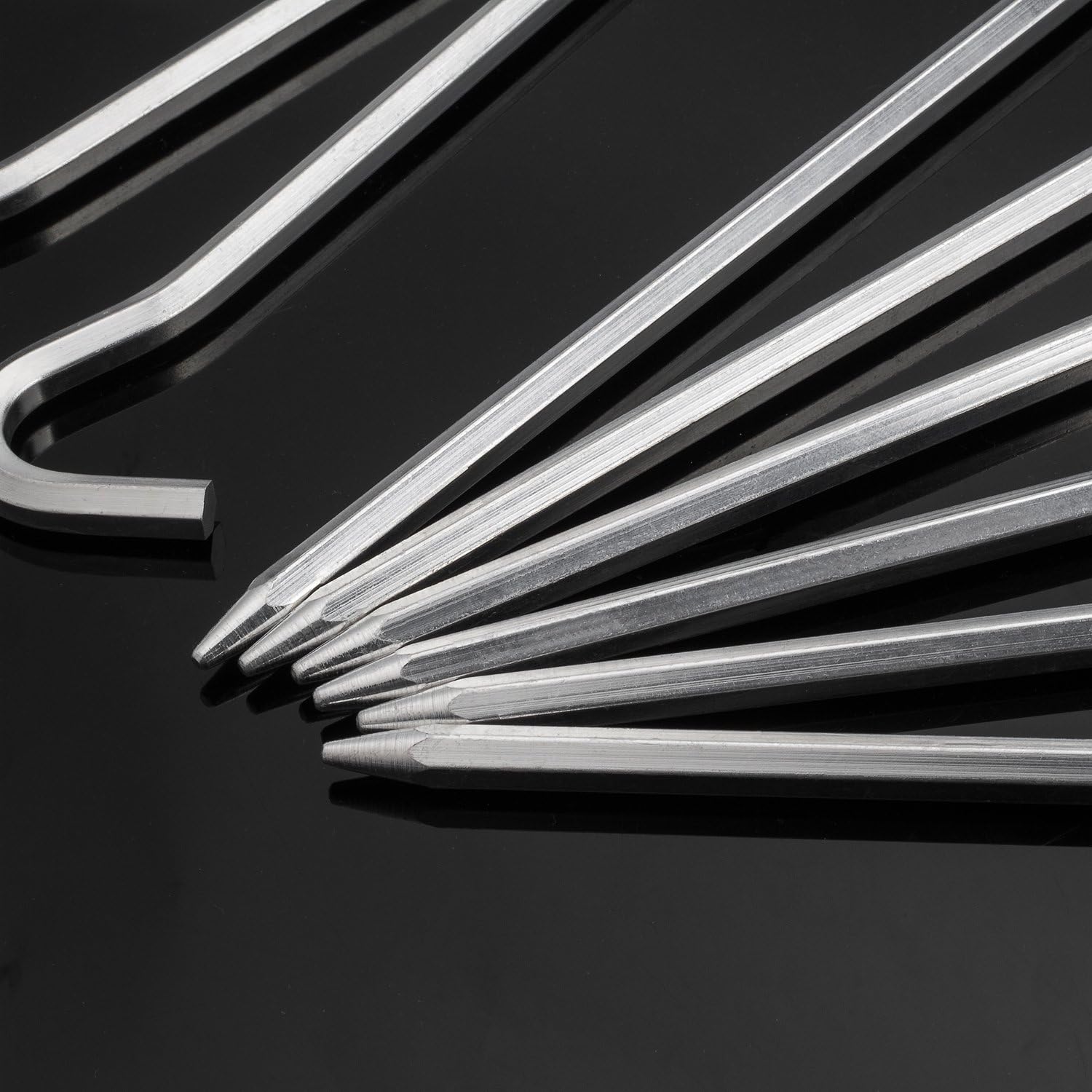 Aluminium Tent Stakes Pegs - 7'' Hexagon Rod Stakes Nail Spike Garden Stakes Camping Pegs for Pitching Tent, Canopies (Silver) - Image 6