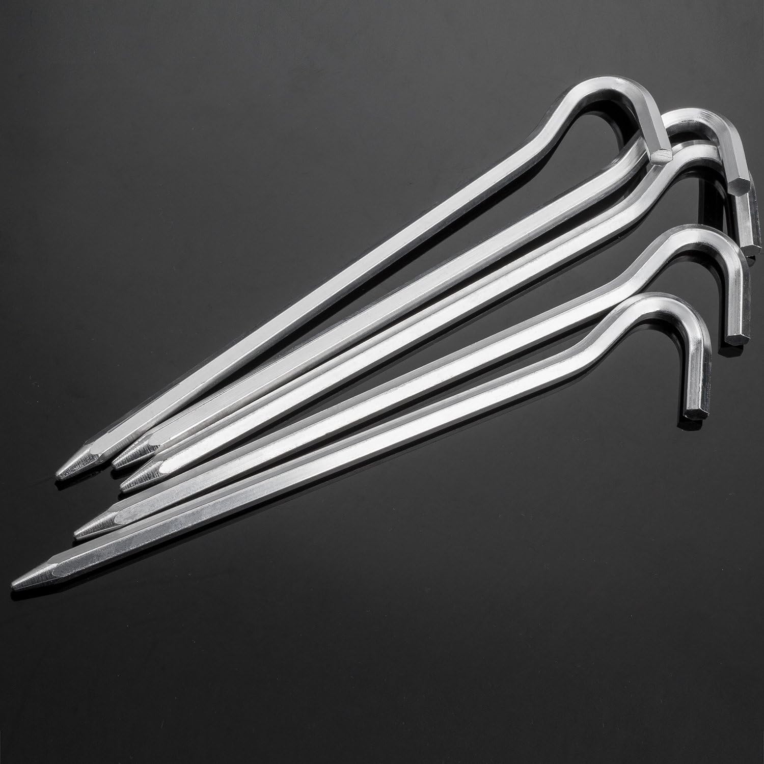 Aluminium Tent Stakes Pegs - 7'' Hexagon Rod Stakes Nail Spike Garden Stakes Camping Pegs for Pitching Tent, Canopies (Silver) - Image 7