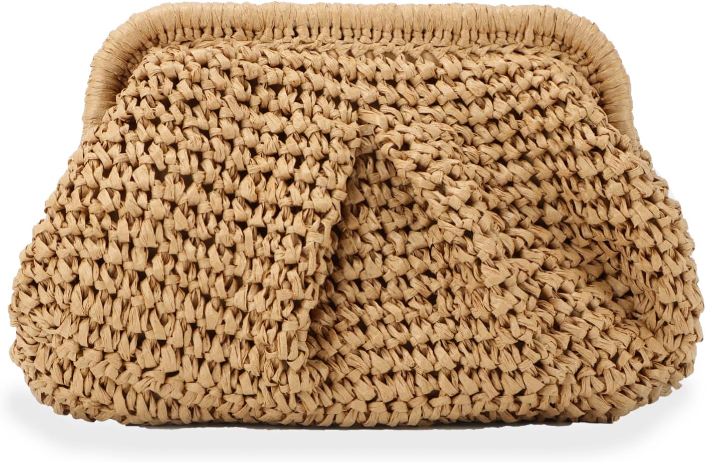Straw Clutch Purse for Women Cloud Dumpling Pouch Straw Crossbody Shoulder Handbag Summer Beach Woven Bag - Image 1
