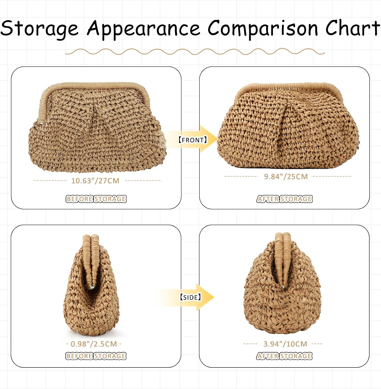 Straw Clutch Purse for Women Cloud Dumpling Pouch Straw Crossbody Shoulder Handbag Summer Beach Woven Bag - Image 2