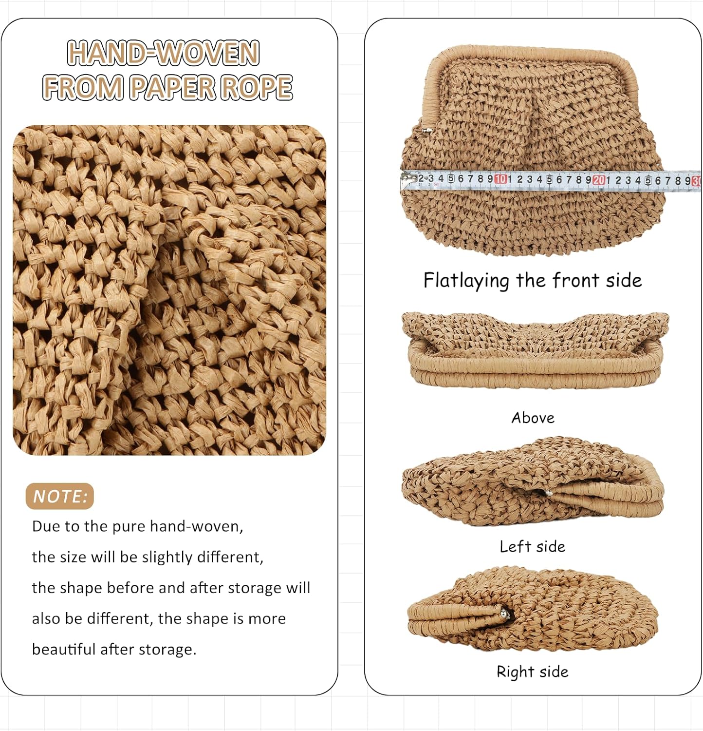 Straw Clutch Purse for Women Cloud Dumpling Pouch Straw Crossbody Shoulder Handbag Summer Beach Woven Bag - Image 3
