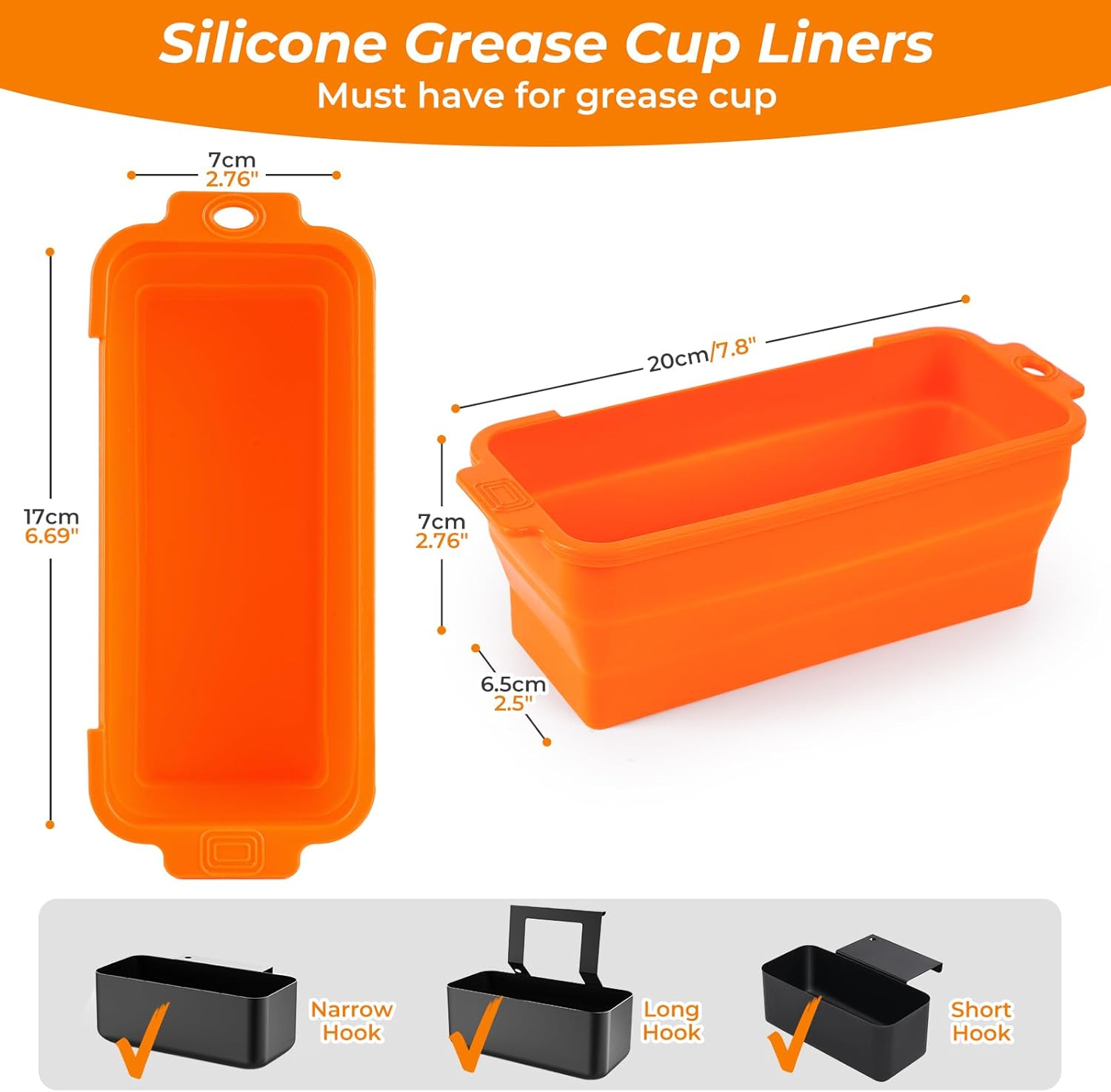 Silicone Grease Cup Liners 2-Pack: Blackstone Griddle Accessories - Reusable Foldable Drip Pan Liners for 17