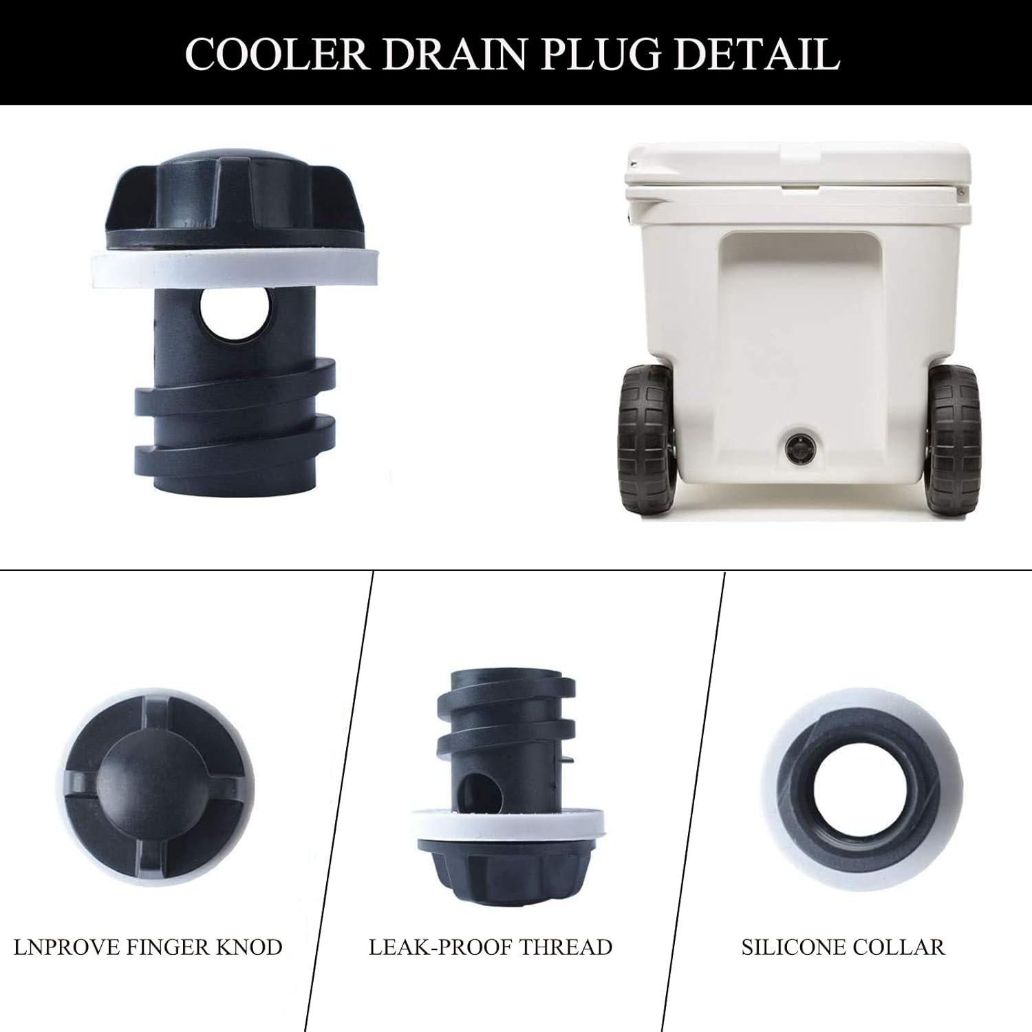 2 Pack Yeti Cooler Drain Plug Replacement Accessories - Compatible with Most Rotomolded Coolers - Leak-Proof Design - Image 3