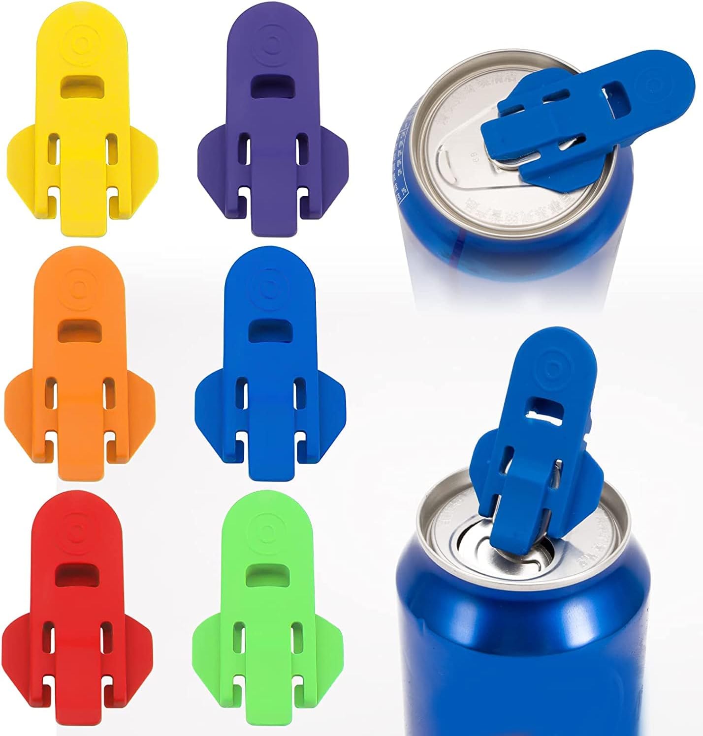 6 Pcs Manual Can Openers Manual Easy Can Opener for Family Drinks Protector Opener Drink Shield Plastic Tinned Can Tab Openers for Pop Beer Soda Cans Beverage Protector - Image 1