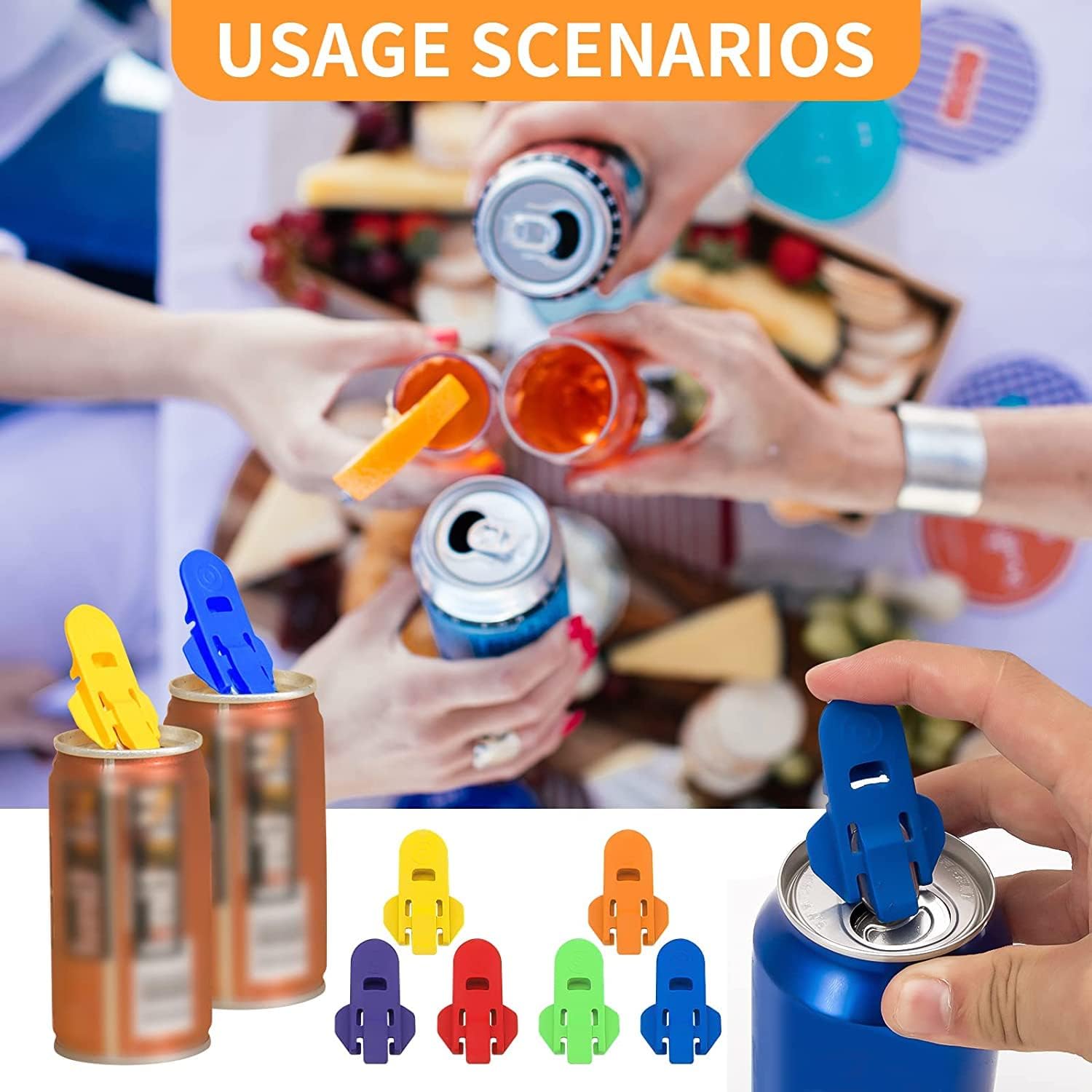 6 Pcs Manual Can Openers Manual Easy Can Opener for Family Drinks Protector Opener Drink Shield Plastic Tinned Can Tab Openers for Pop Beer Soda Cans Beverage Protector - Image 3