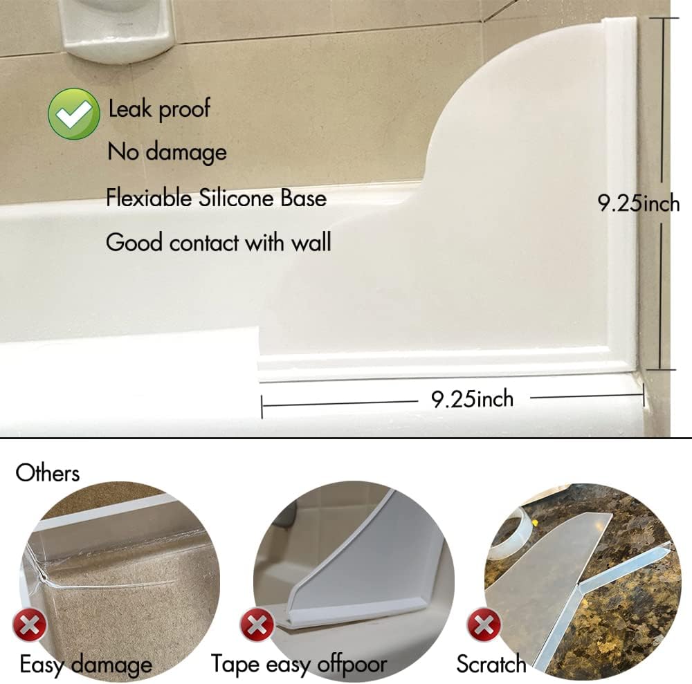 Shower Splash Guard Kit, Large Splash Guards for Bathtub Waterproof Self-Adhesive Shower Corner Guards to Keep Water in Shower or Bath, Pack of 2 (9.25 x 9.25 inches) - Image 3