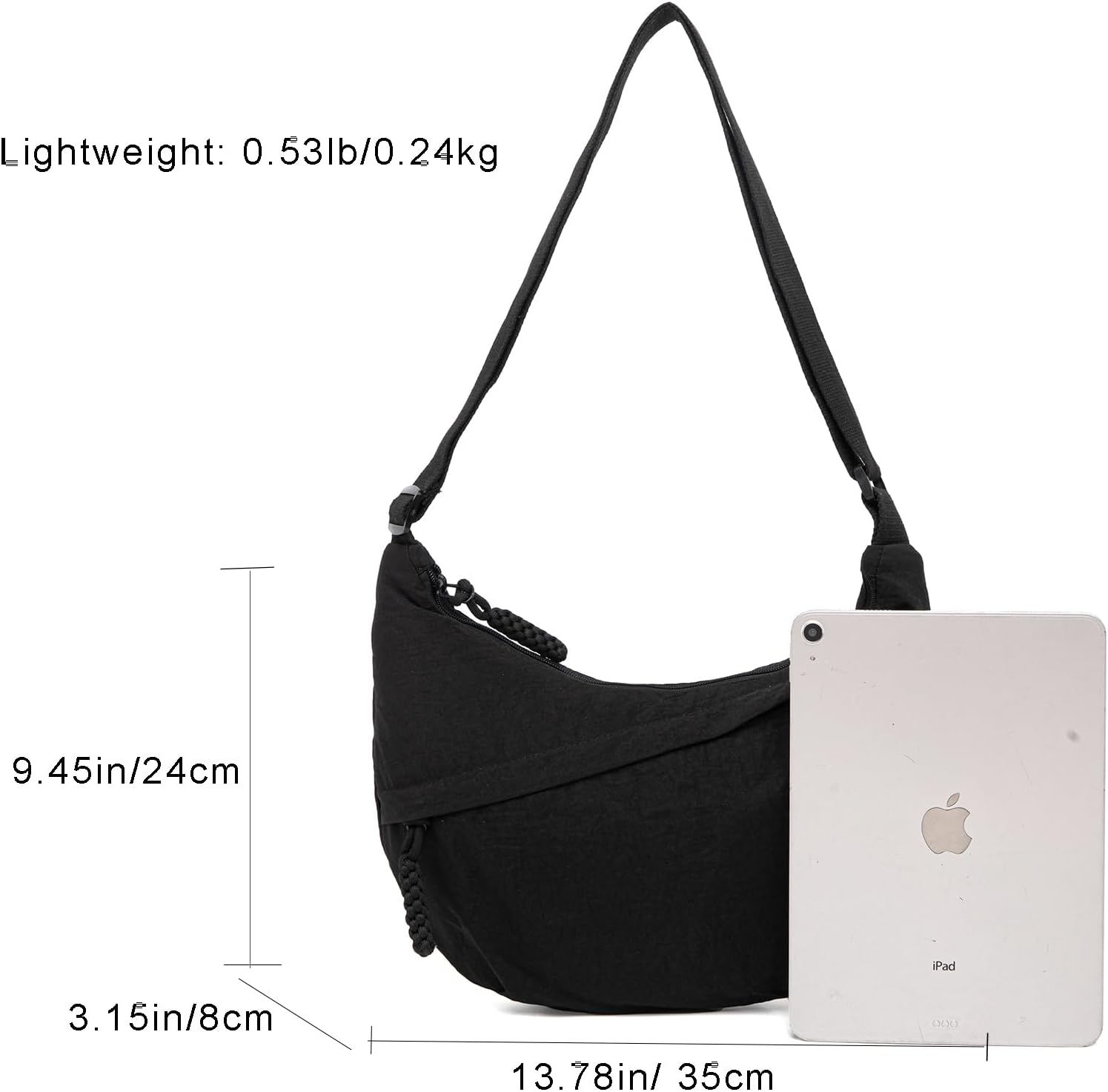 Crescent Bag for Women Men Nylon Crossbody Bags Multi-Pocket Sling Bag Roomy Hobo Bags Moon Bag Slouchy Dumpling Bag - Image 2