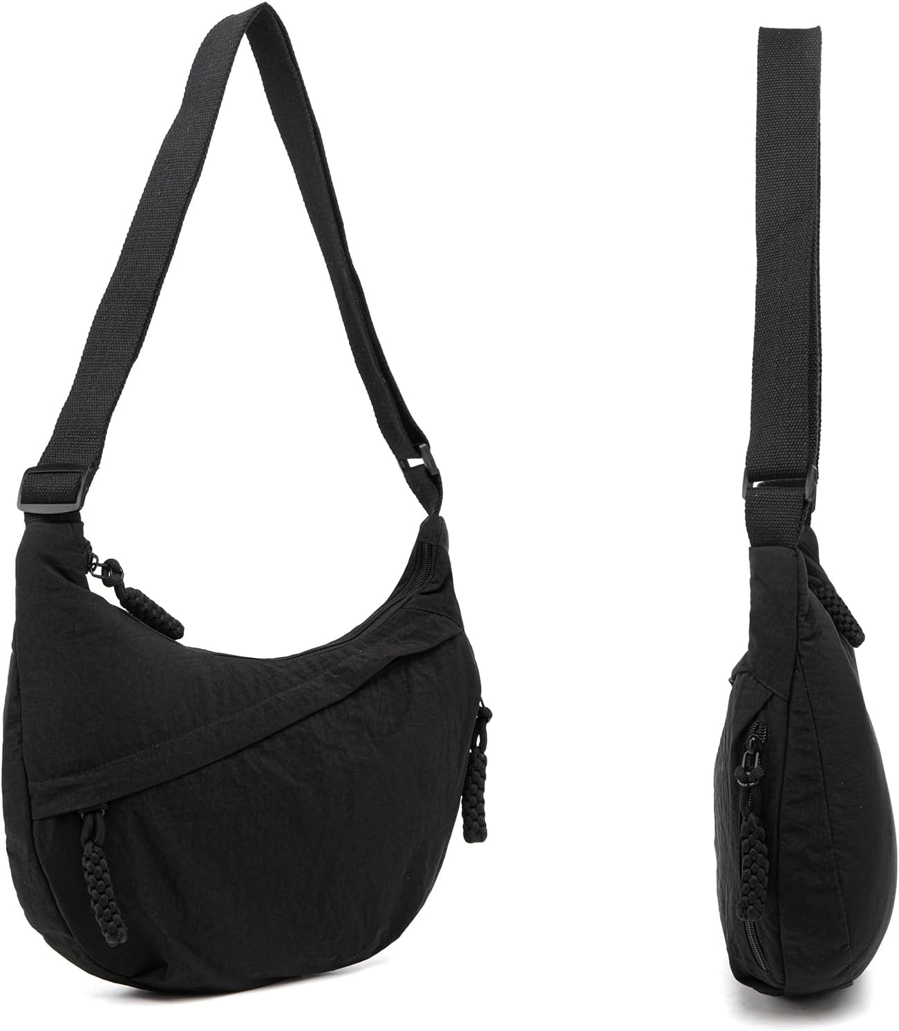 Crescent Bag for Women Men Nylon Crossbody Bags Multi-Pocket Sling Bag Roomy Hobo Bags Moon Bag Slouchy Dumpling Bag - Image 5