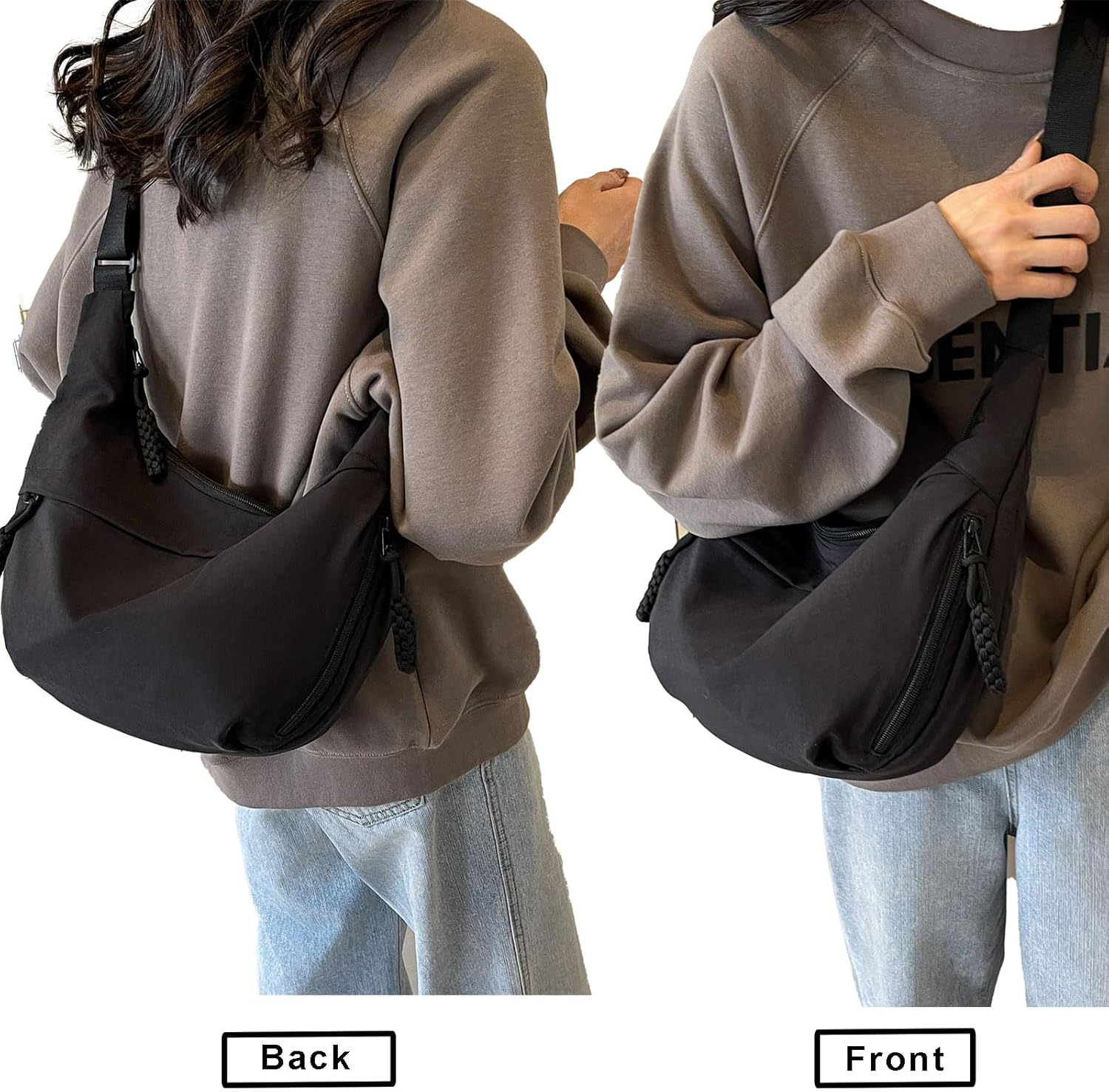 Crescent Bag for Women Men Nylon Crossbody Bags Multi-Pocket Sling Bag Roomy Hobo Bags Moon Bag Slouchy Dumpling Bag - Image 7