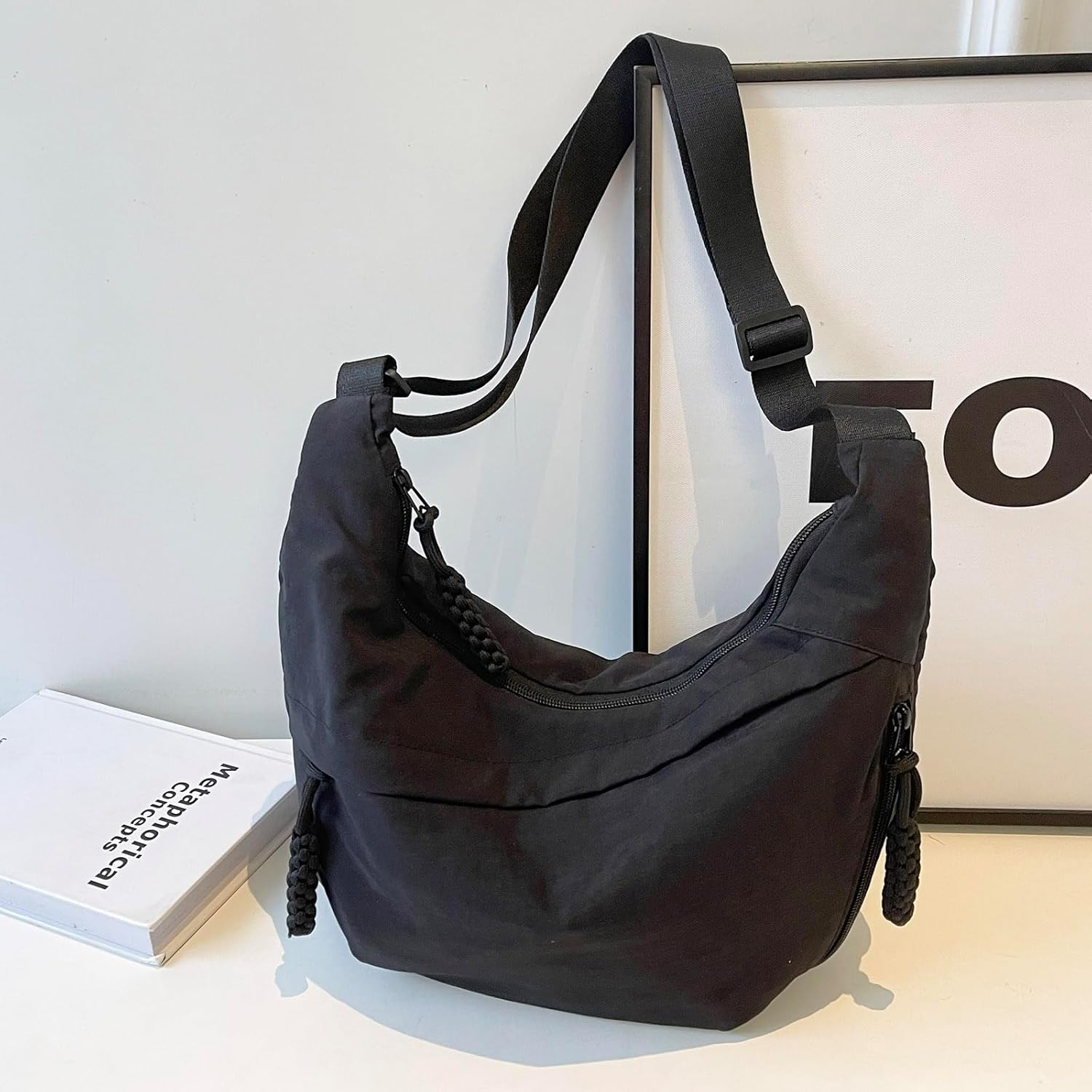 Crescent Bag for Women Men Nylon Crossbody Bags Multi-Pocket Sling Bag Roomy Hobo Bags Moon Bag Slouchy Dumpling Bag - Image 8