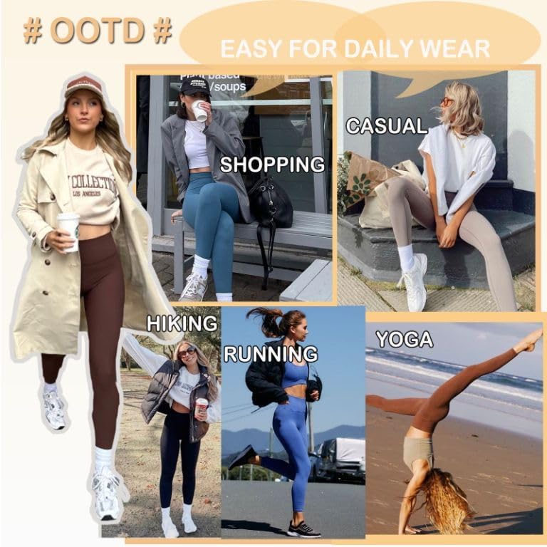 Leggings for Women - High Waisted Tummy Control Butt Lifting Soft No See Through Workout Yoga Pants Running Tights - Image 3