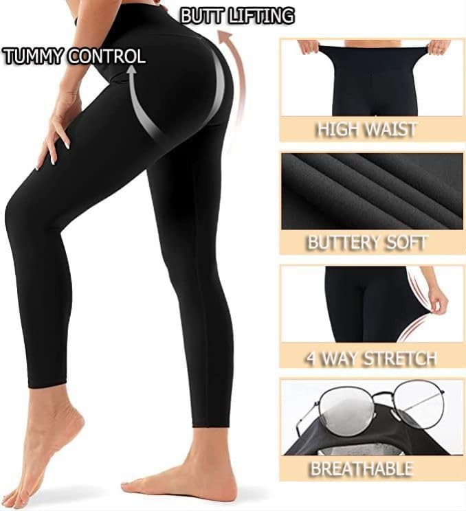 Leggings for Women - High Waisted Tummy Control Butt Lifting Soft No See Through Workout Yoga Pants Running Tights - Image 5