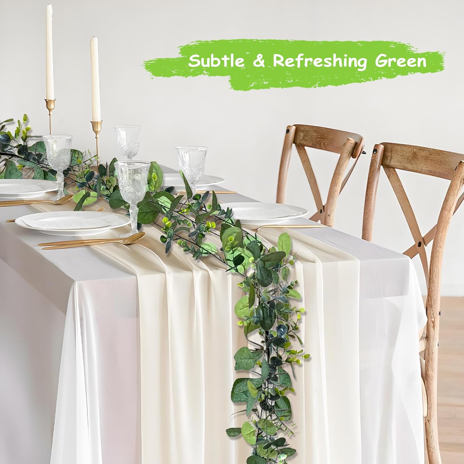 4 Pack Artificial Eucalyptus Garlands for Decoration, Artificial Greenery Garland Fake Vines for Bedroom and Wedding Decor, Artificial Plants with Ivy Vines for Mantle Table Runner Home Decor - Image 7