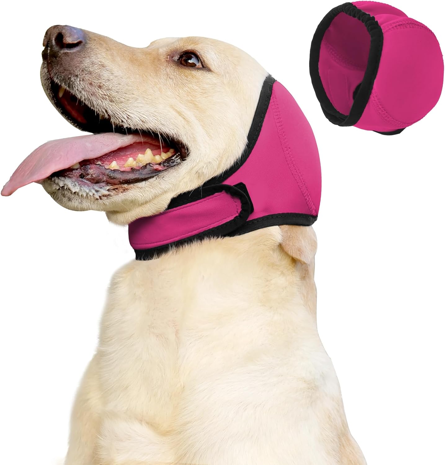 Waterproof Dog Ear Covers for Grooming, Bathing,Swimming, Pet Calming Hoodie Dog Ear Muffs Noise Protection for Blow Drying Sleep Help Headband (Pink，M) - Image 1