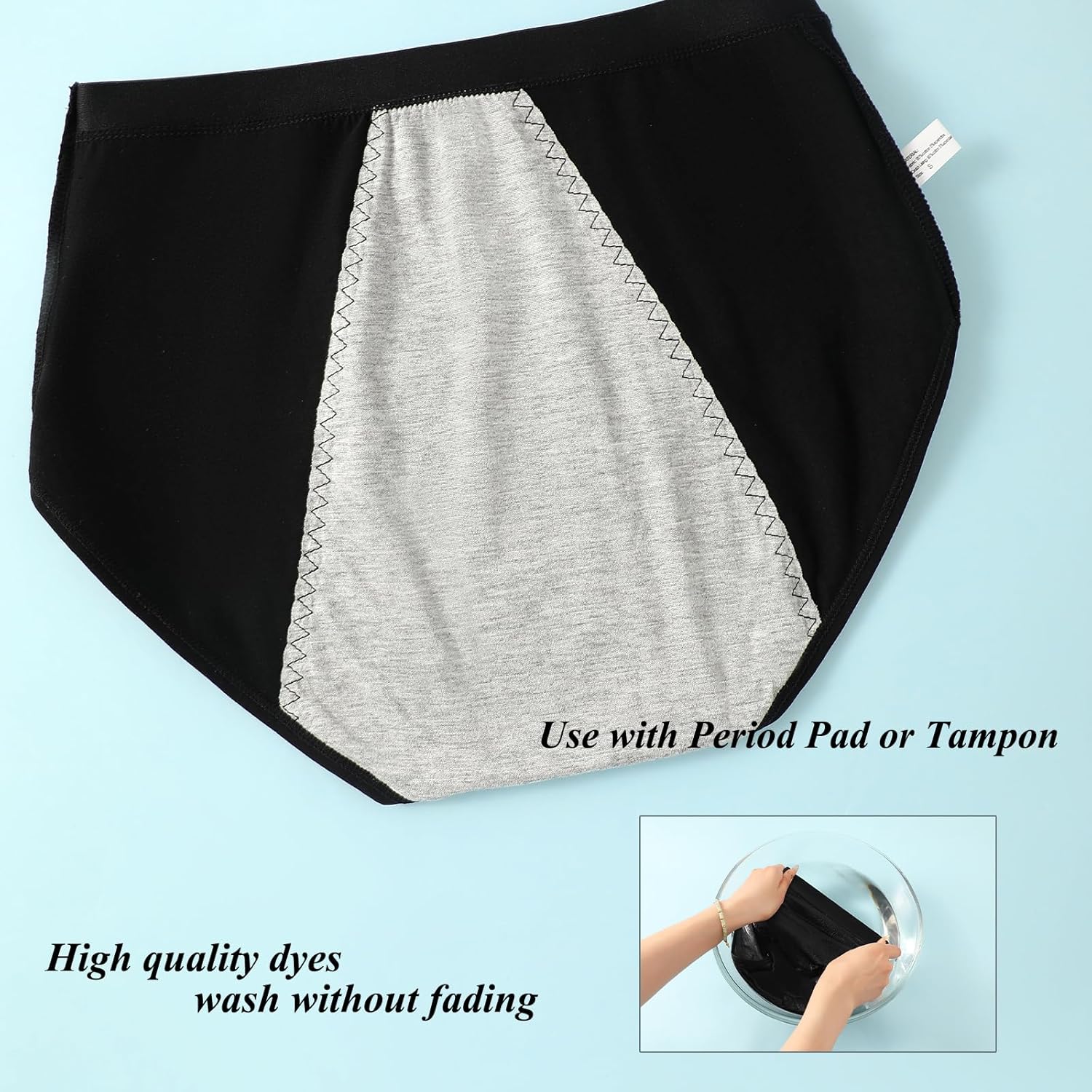 Women's Menstrual Period Panties Cotton Leakproof Underwear Heavy Flow Protection Pants Breathable Briefs 5 Pack - Image 4