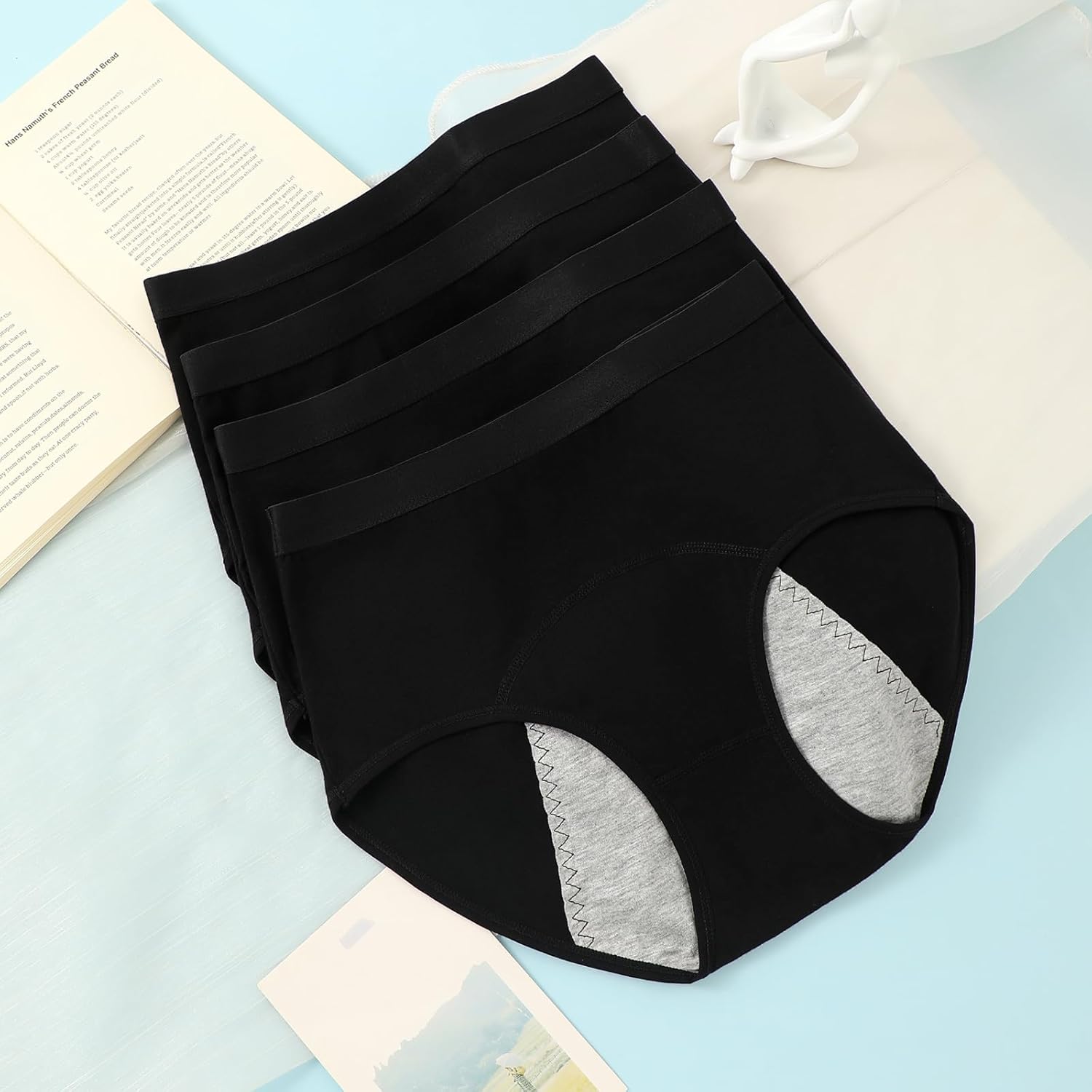 Women's Menstrual Period Panties Cotton Leakproof Underwear Heavy Flow Protection Pants Breathable Briefs 5 Pack - Image 5