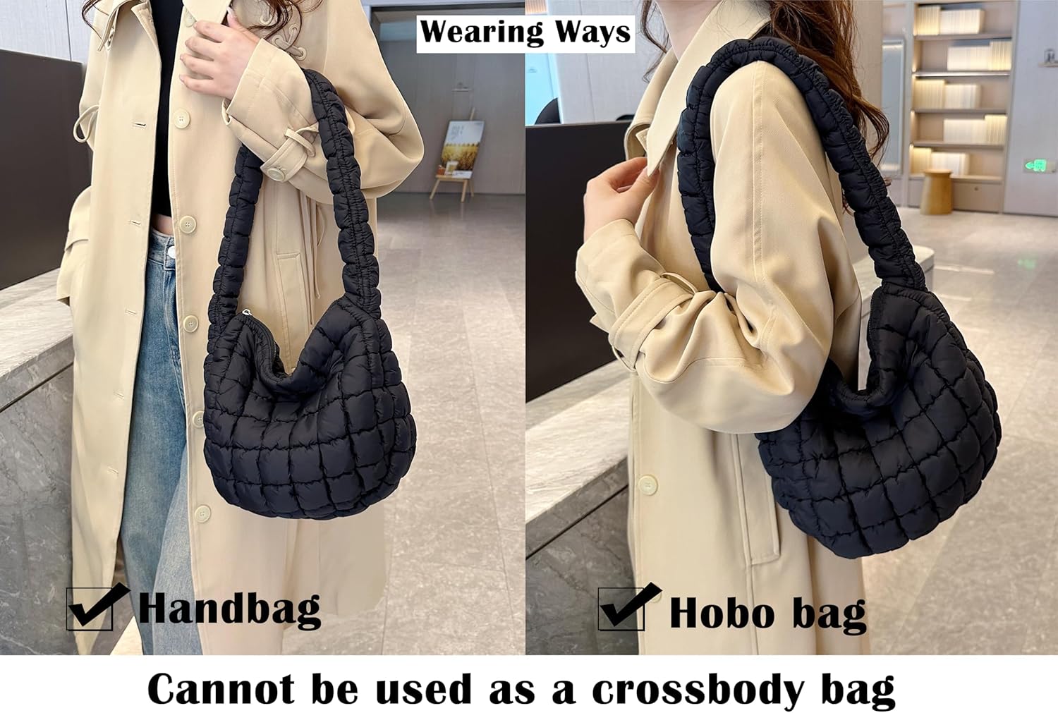 Quilted Tote Bag for Women Puffer Bag Lightweight Padding Shoulder Bag Hobo Bag Satchel Handbag Cloud Bag with Zip 2023 - Image 6