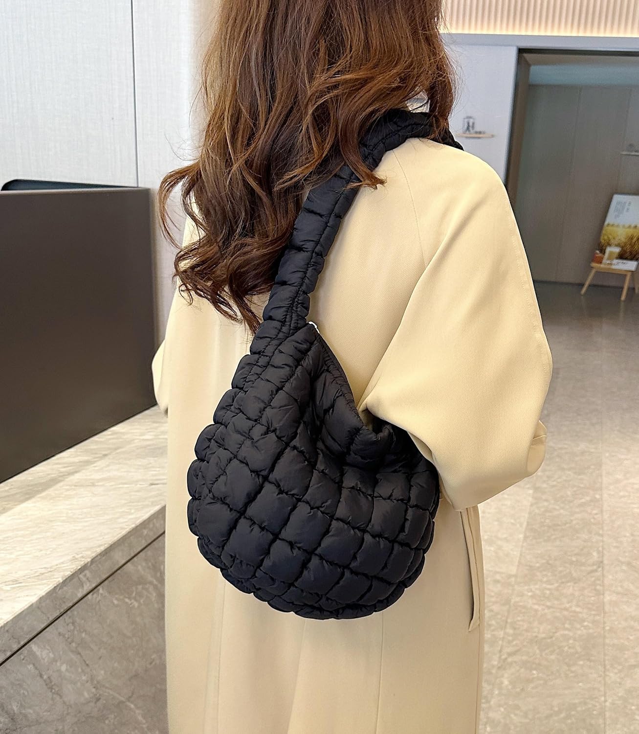 Quilted Tote Bag for Women Puffer Bag Lightweight Padding Shoulder Bag Hobo Bag Satchel Handbag Cloud Bag with Zip 2023 - Image 8