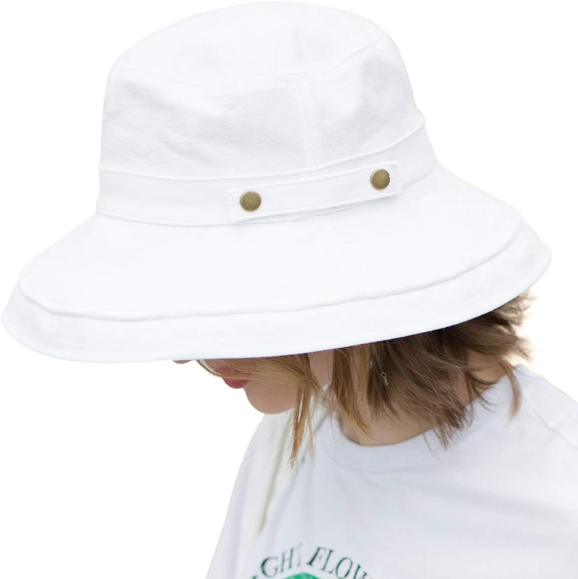 Womens Cotton Wide Brim Sun Hats UPF50 UV Packable Beach Hat Summer Bucket Cap for Travel - Image 2