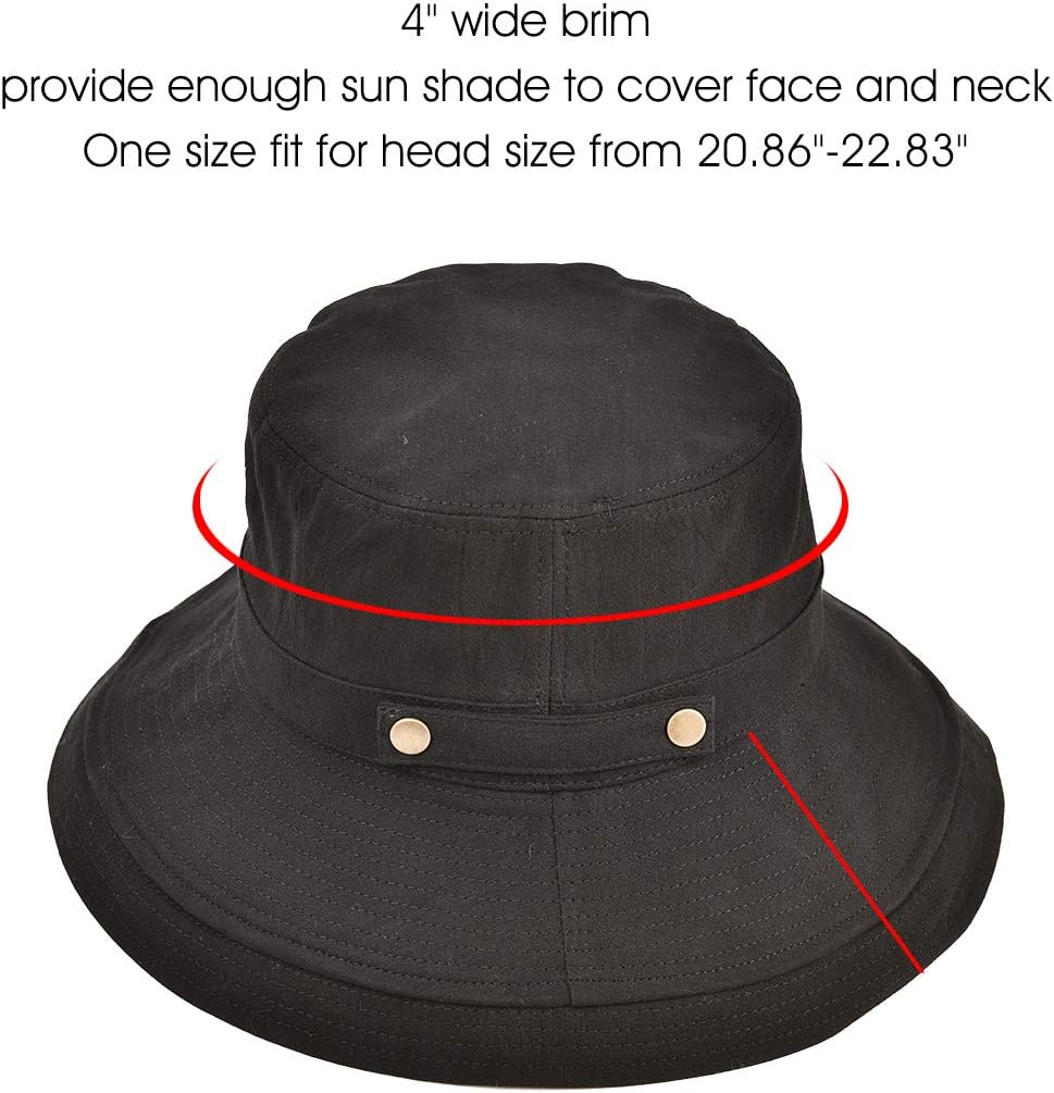 Womens Cotton Wide Brim Sun Hats UPF50 UV Packable Beach Hat Summer Bucket Cap for Travel - Image 7