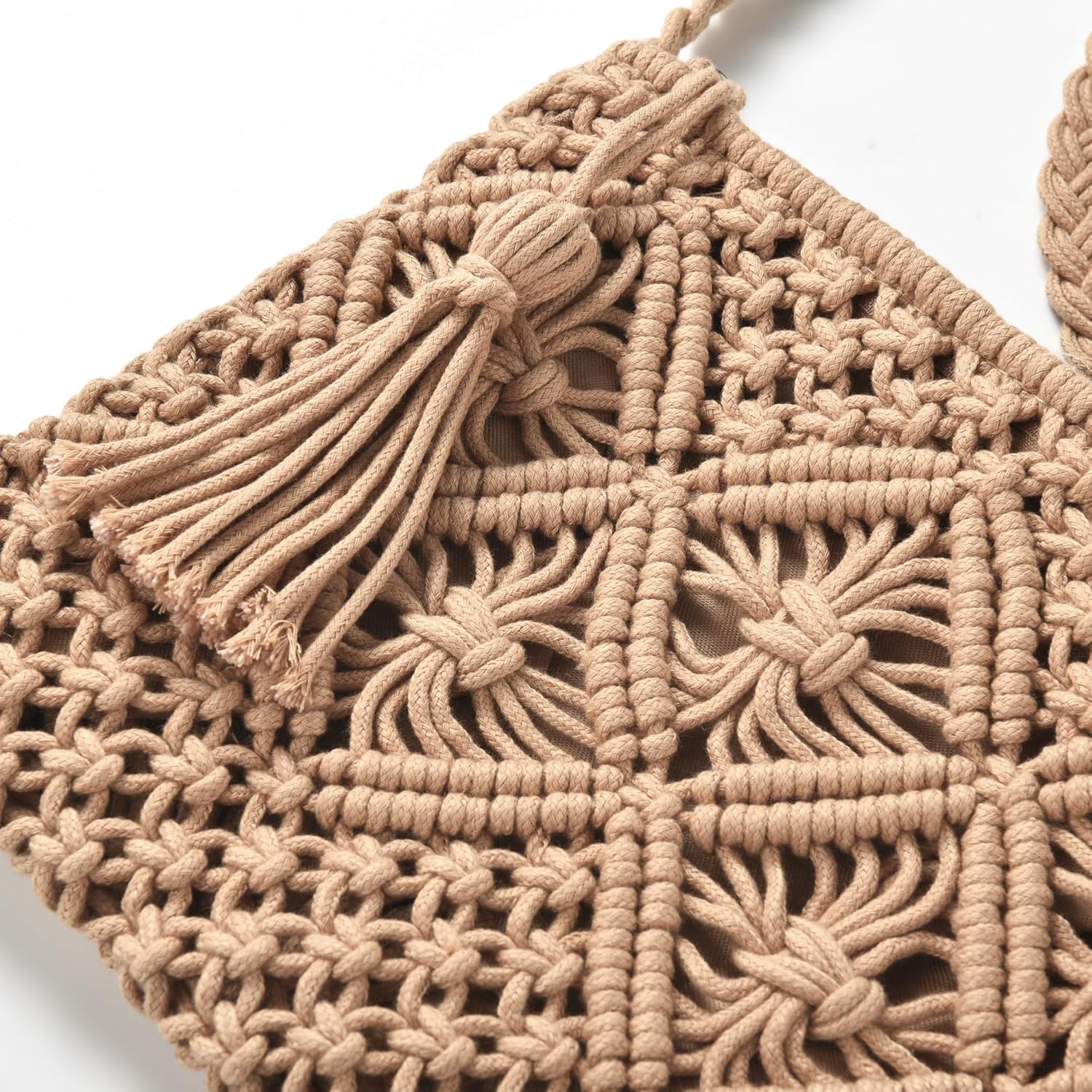 Boho Crossbody Handbag Summer Beach Shoulder Handbag Boho Envelope Clutch Crochet Handmade Purse Tassel - Image 3