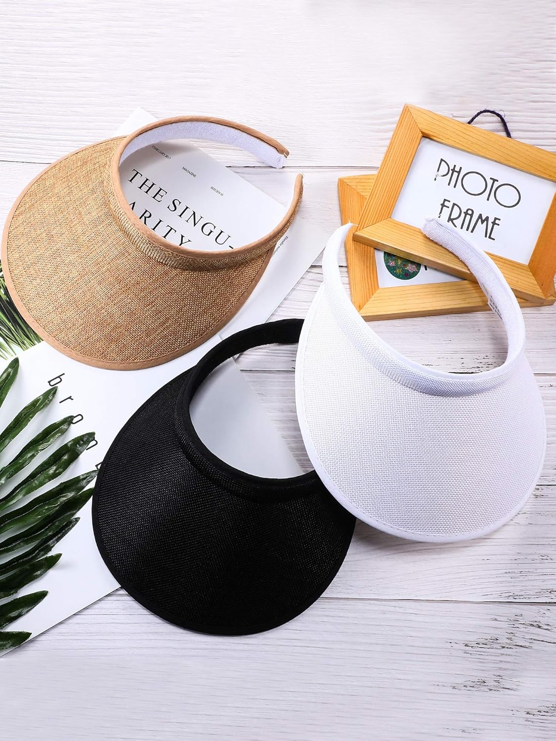 3 Pieces Sun Visor Hats Summer Wide Brim Clip on Beach Adjustable Large Brim Cap Golf Hat for Women - Image 4