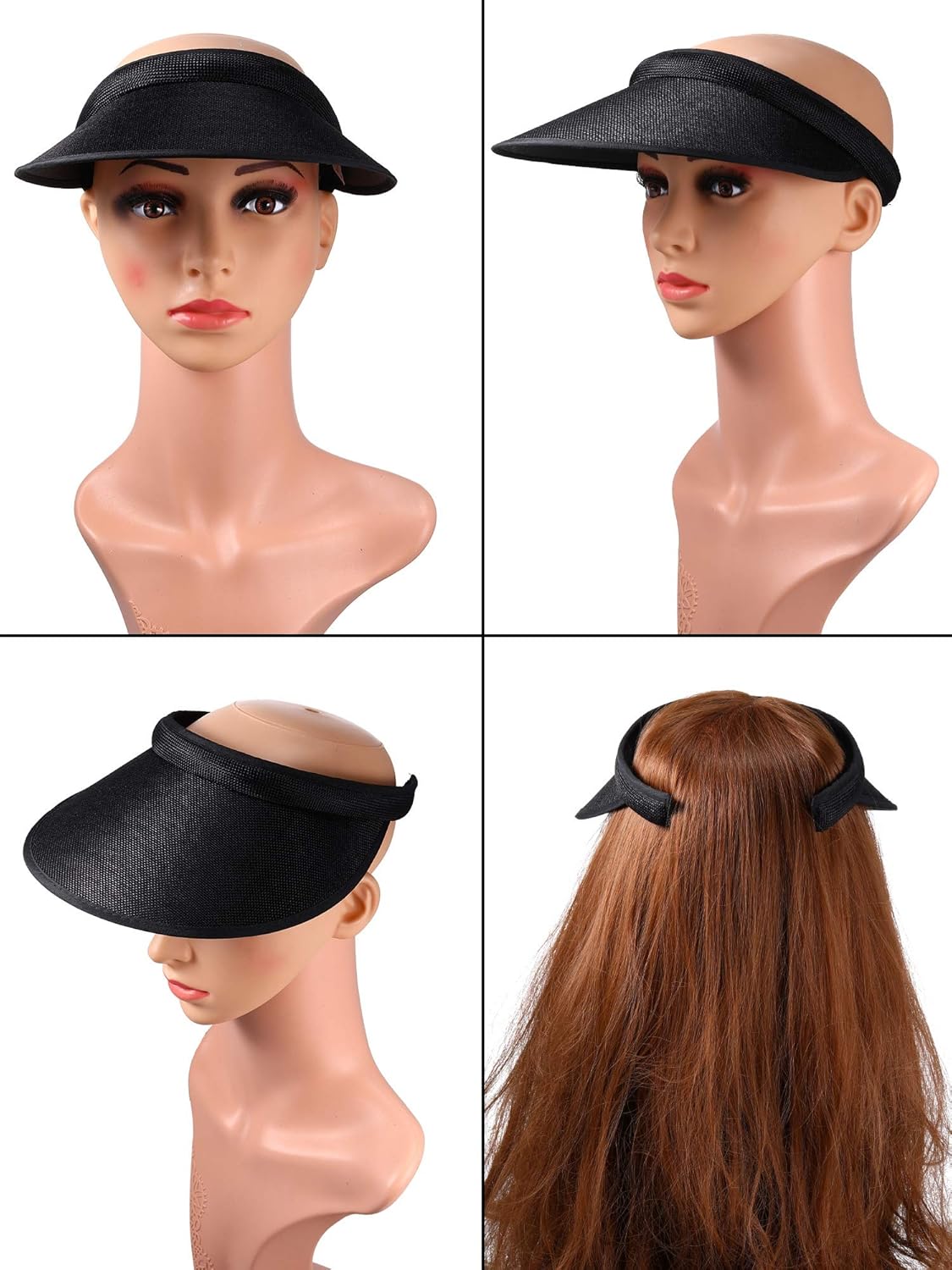 3 Pieces Sun Visor Hats Summer Wide Brim Clip on Beach Adjustable Large Brim Cap Golf Hat for Women - Image 5