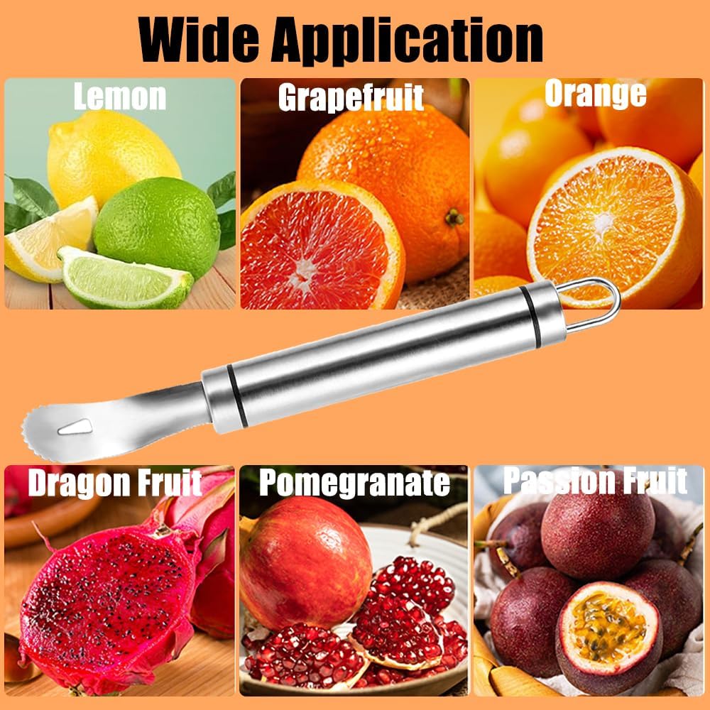 Stainless Steel Orange Peeler Easy and Quick Peeling Long Handle Orange Citrus Peeler Tool Triangle Shovel and Serrated Shovel Orange Peeler Creative Kitchen Gadgets - Image 6