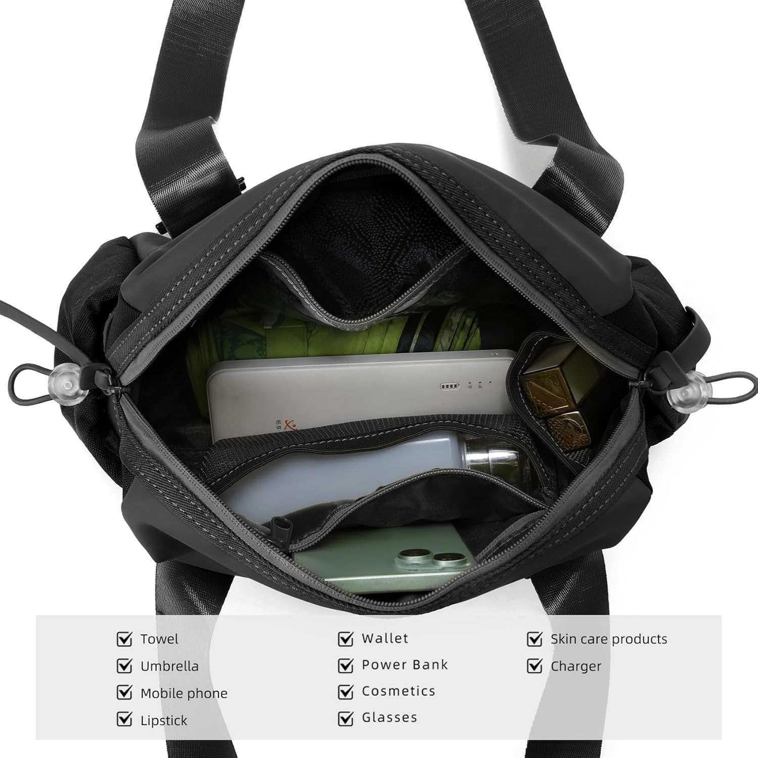Mini Gym Bag for Women, Small Duffle Bag with Wet Compartment, Lightweight Waterproof Cute Tote for Girls Workout Sport Travel (Black) - Image 5