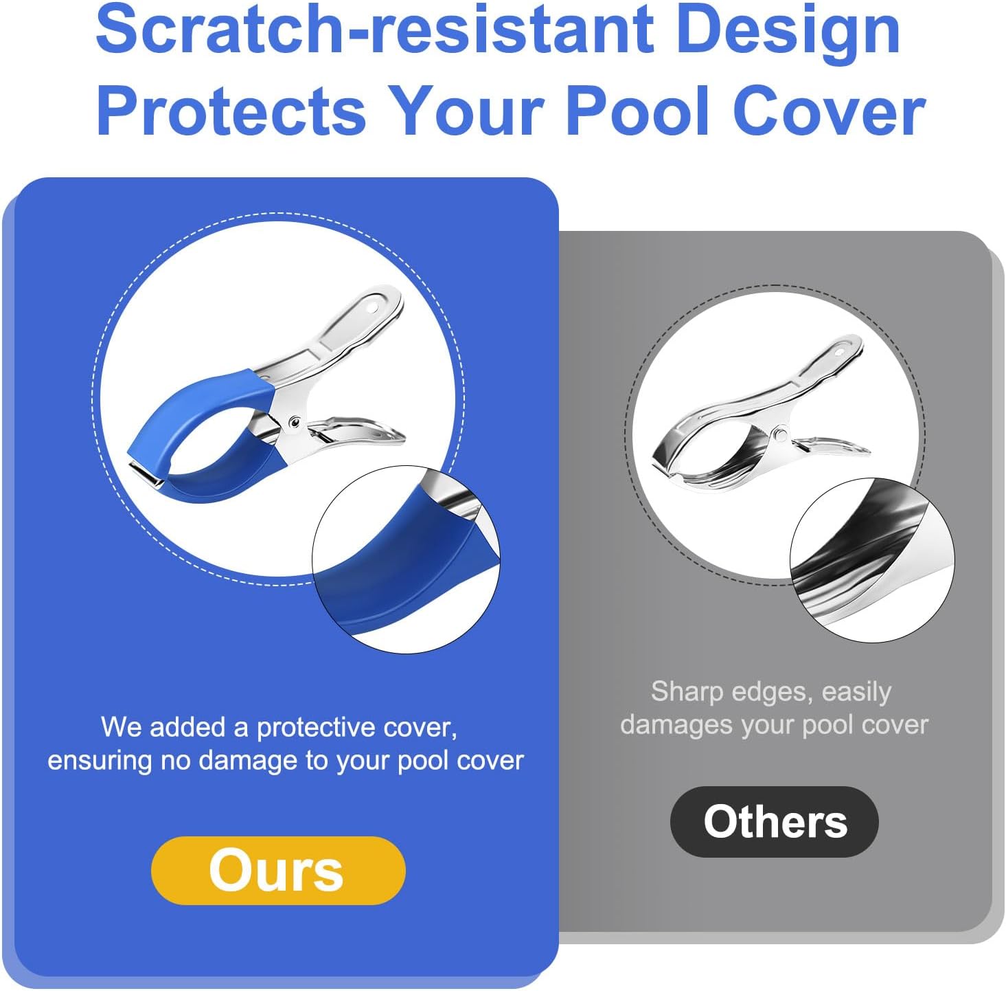 Pool Cover Clips for Above Ground Pools, 30 Pcs 4.7 Inch Stainless Steel, Windproof Clips with Protective Sleeves - Image 2