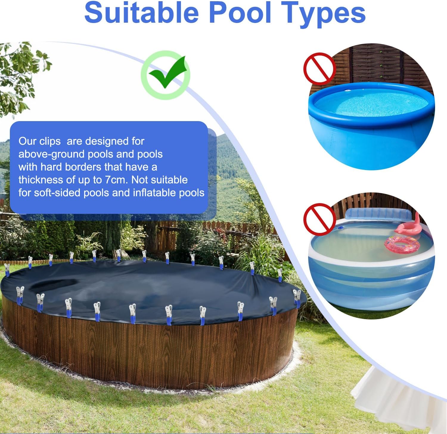 Pool Cover Clips for Above Ground Pools, 30 Pcs 4.7 Inch Stainless Steel, Windproof Clips with Protective Sleeves - Image 6