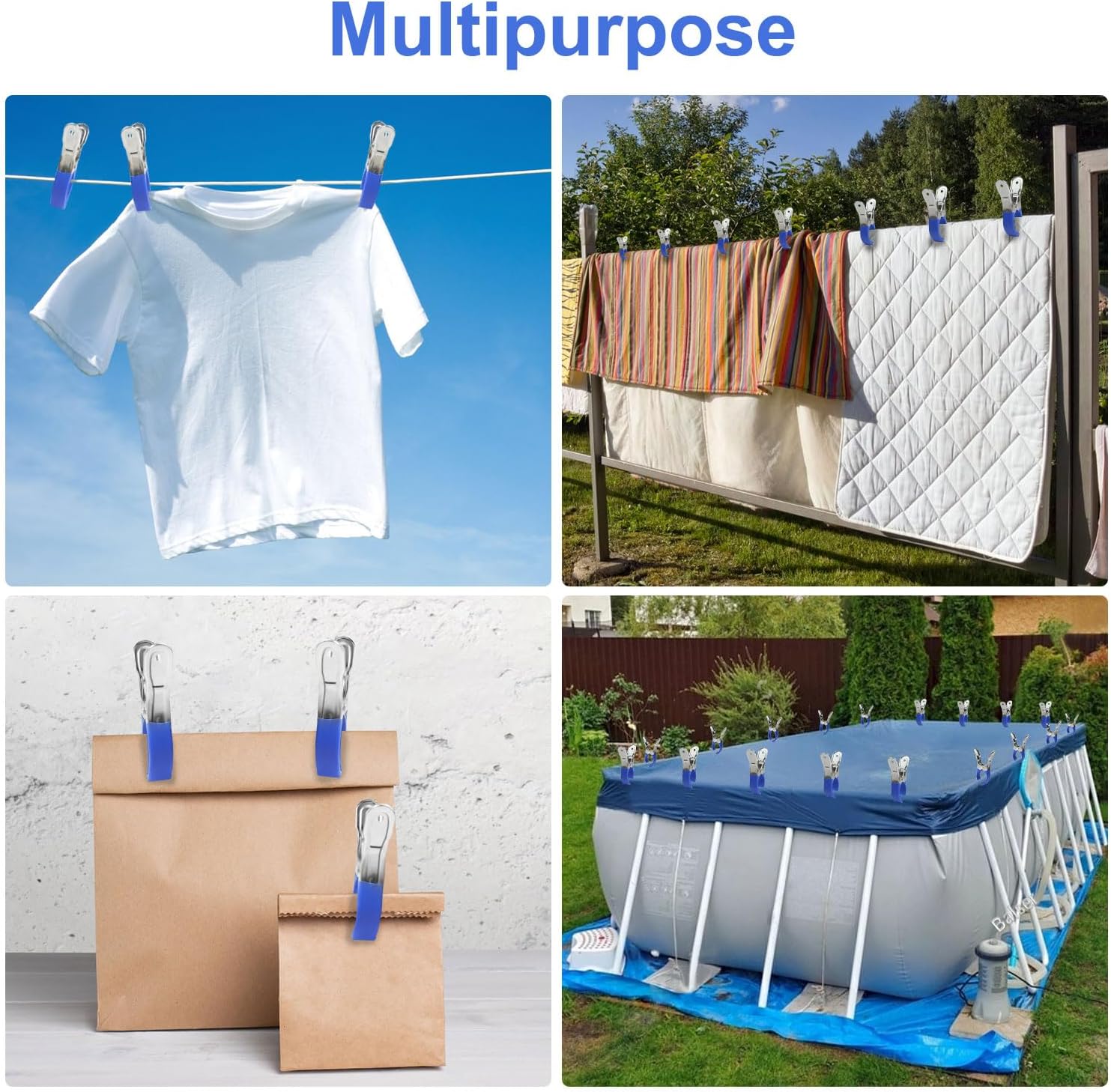 Pool Cover Clips for Above Ground Pools, 30 Pcs 4.7 Inch Stainless Steel, Windproof Clips with Protective Sleeves - Image 7
