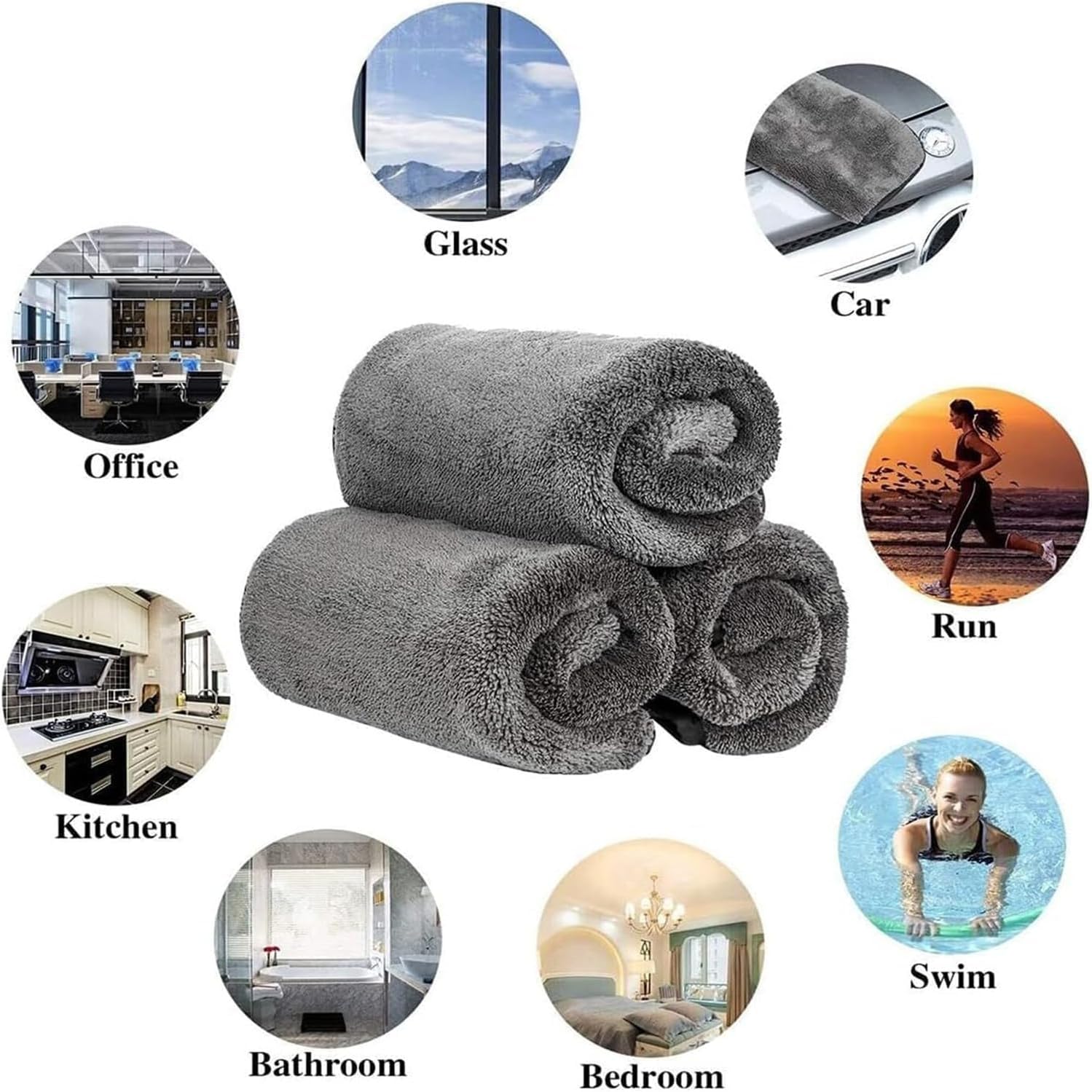Shiny Wipes Cleaning Cloths for Shower, Bath XXL Drying Towel, Streak Free & Ultra Absorbent Microfiber Towels, Escape The Bathroom Cars Limescale Struggle (3Pcs) - Image 8