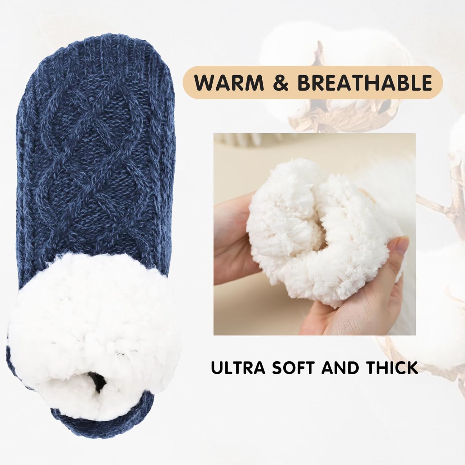 Unisex Fluffy Fuzzy Warm Slipper Socks for Men Women, Thick Fleece Lined Non-Slip Socks Indoor Floor - Image 5