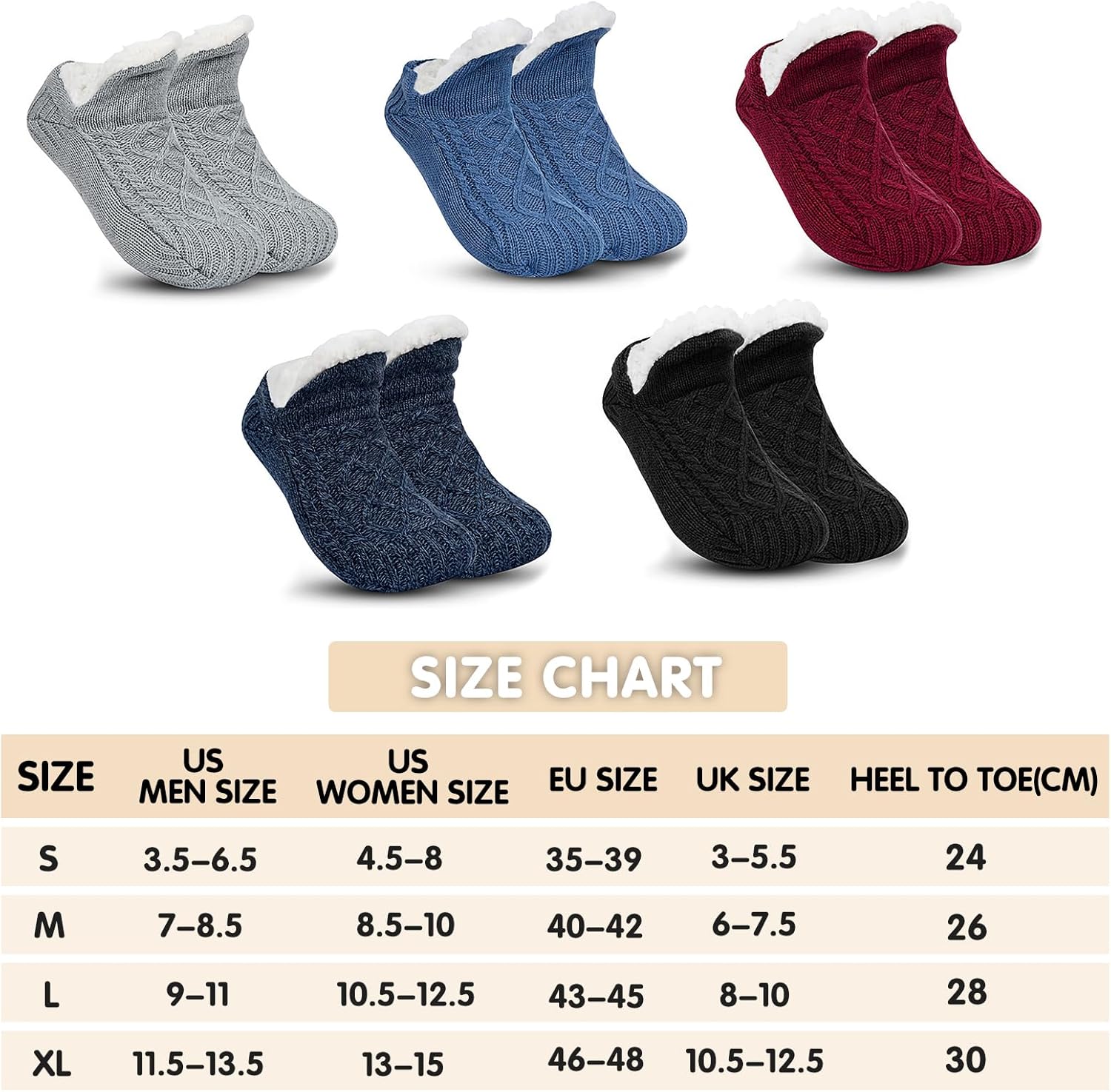 Unisex Fluffy Fuzzy Warm Slipper Socks for Men Women, Thick Fleece Lined Non-Slip Socks Indoor Floor - Image 7