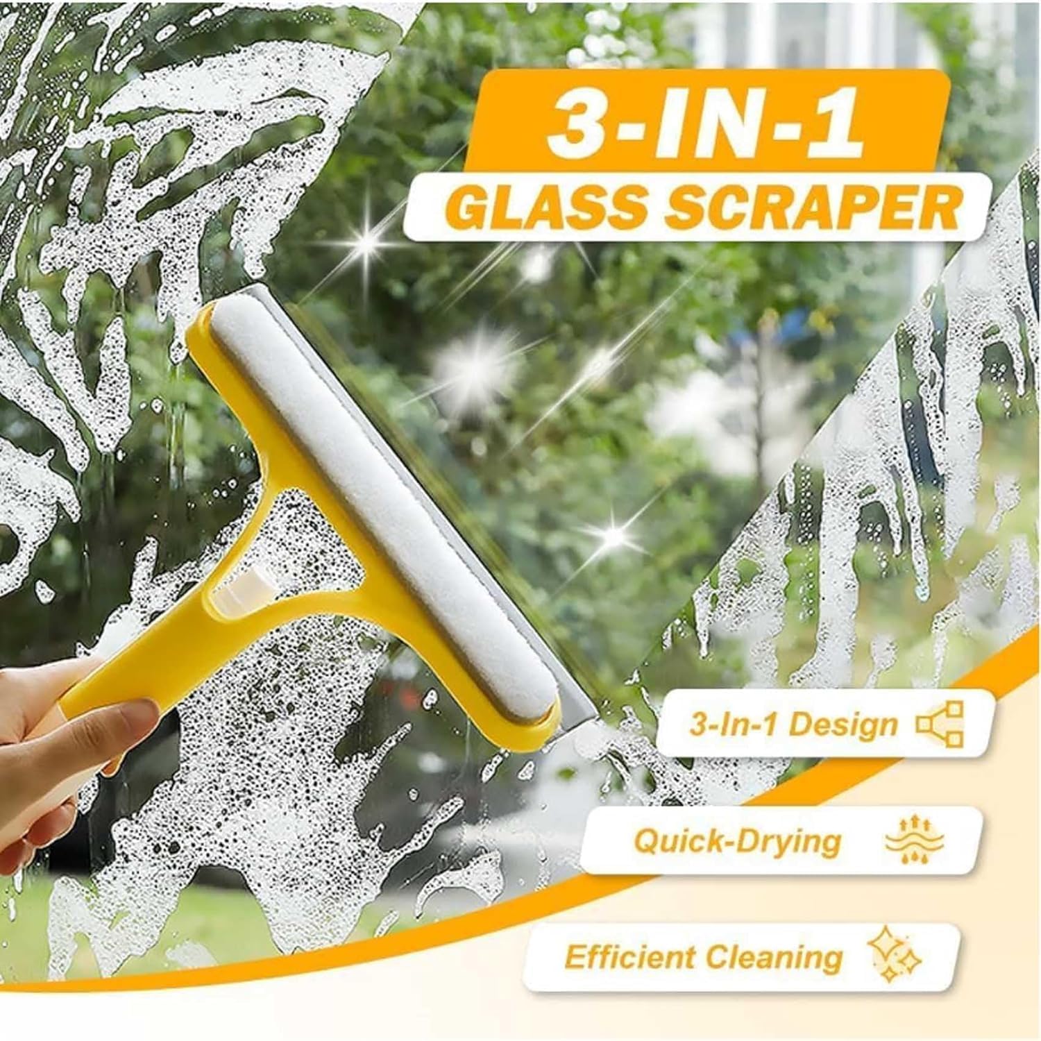 Recyclable Silicone Window Squeegee Kit, 3 in 1 Window Cleaning Scraper, Squeegee and Scrubber with Spray, Window Cleaning Scrapersqueegee, for Car, Home, Kitchen (White-1pcs) - Image 2