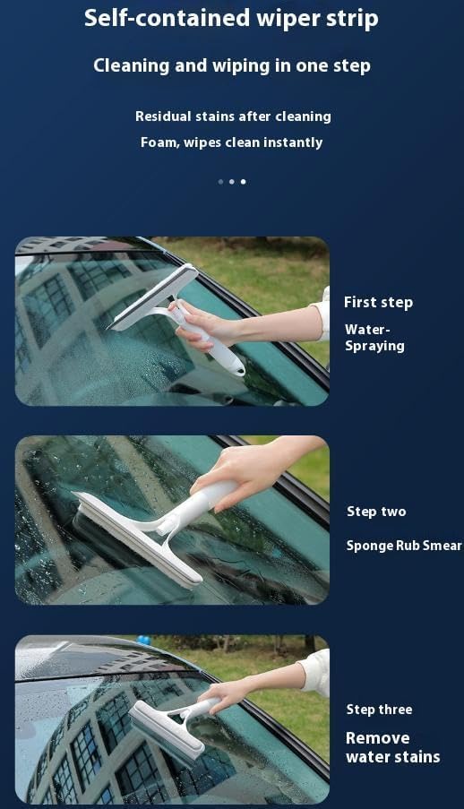Recyclable Silicone Window Squeegee Kit, 3 in 1 Window Cleaning Scraper, Squeegee and Scrubber with Spray, Window Cleaning Scrapersqueegee, for Car, Home, Kitchen (White-1pcs) - Image 7
