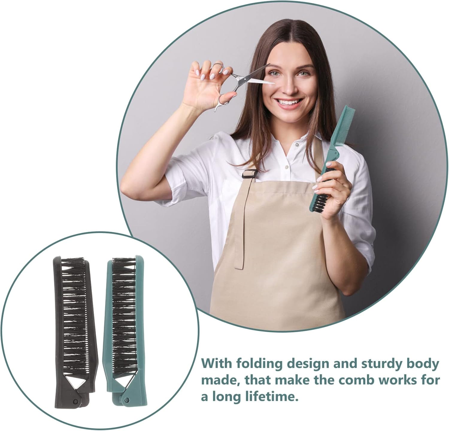2Pcs Small Double Folding Hair Brush： Hair Styling Salon Brush Comb Folding Comb Double Use Comb for Curly And Straight Hair - Image 4