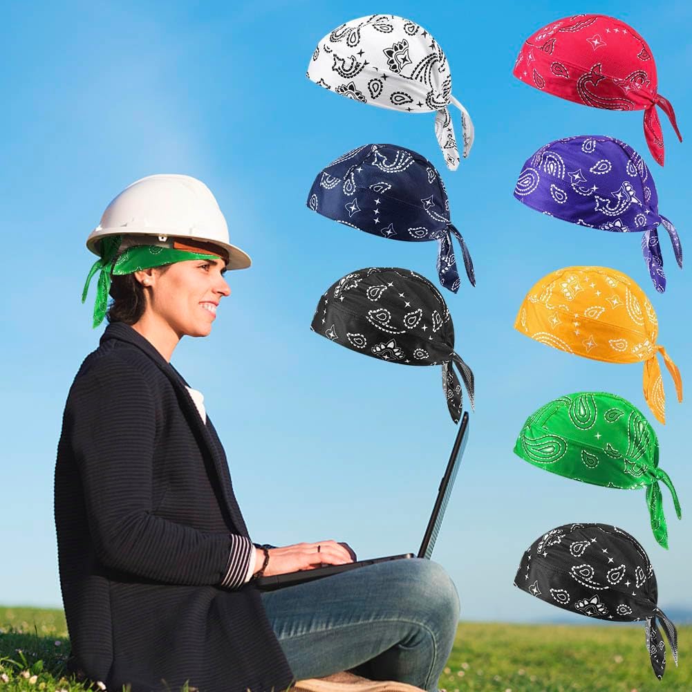 8Pcs Do Rag Skull Cap Bandana Hat Doo Rags Beanie Cooling Sweat Wicking Head Wraps Cycling Helmet Liner - Image 4