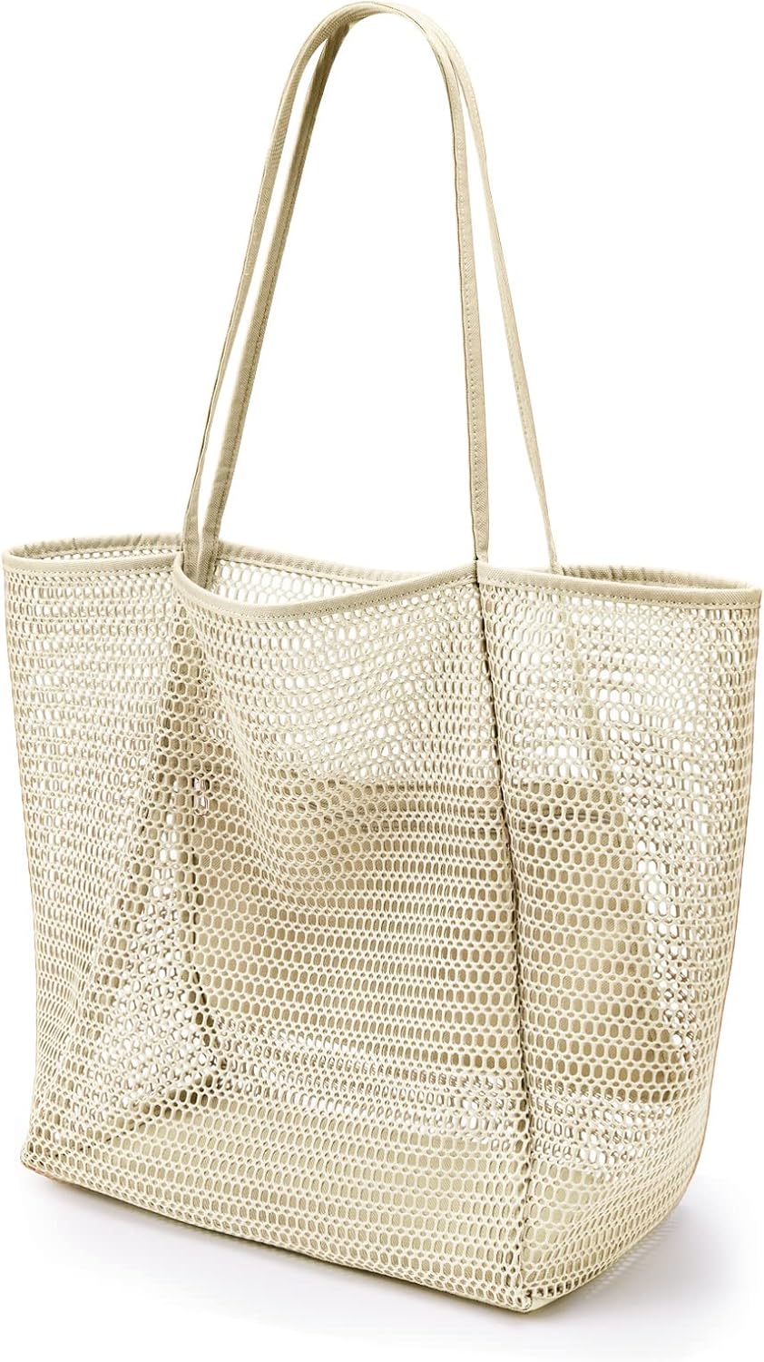 Oversized Beach Tote Bag, Semi Mesh Tote Bag Foldable MAX 35L Laundry Tote Bag For Beach Picnic Laundry Vacation - Image 1