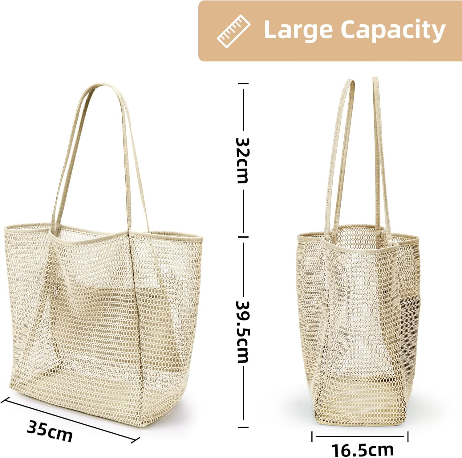 Oversized Beach Tote Bag, Semi Mesh Tote Bag Foldable MAX 35L Laundry Tote Bag For Beach Picnic Laundry Vacation - Image 5