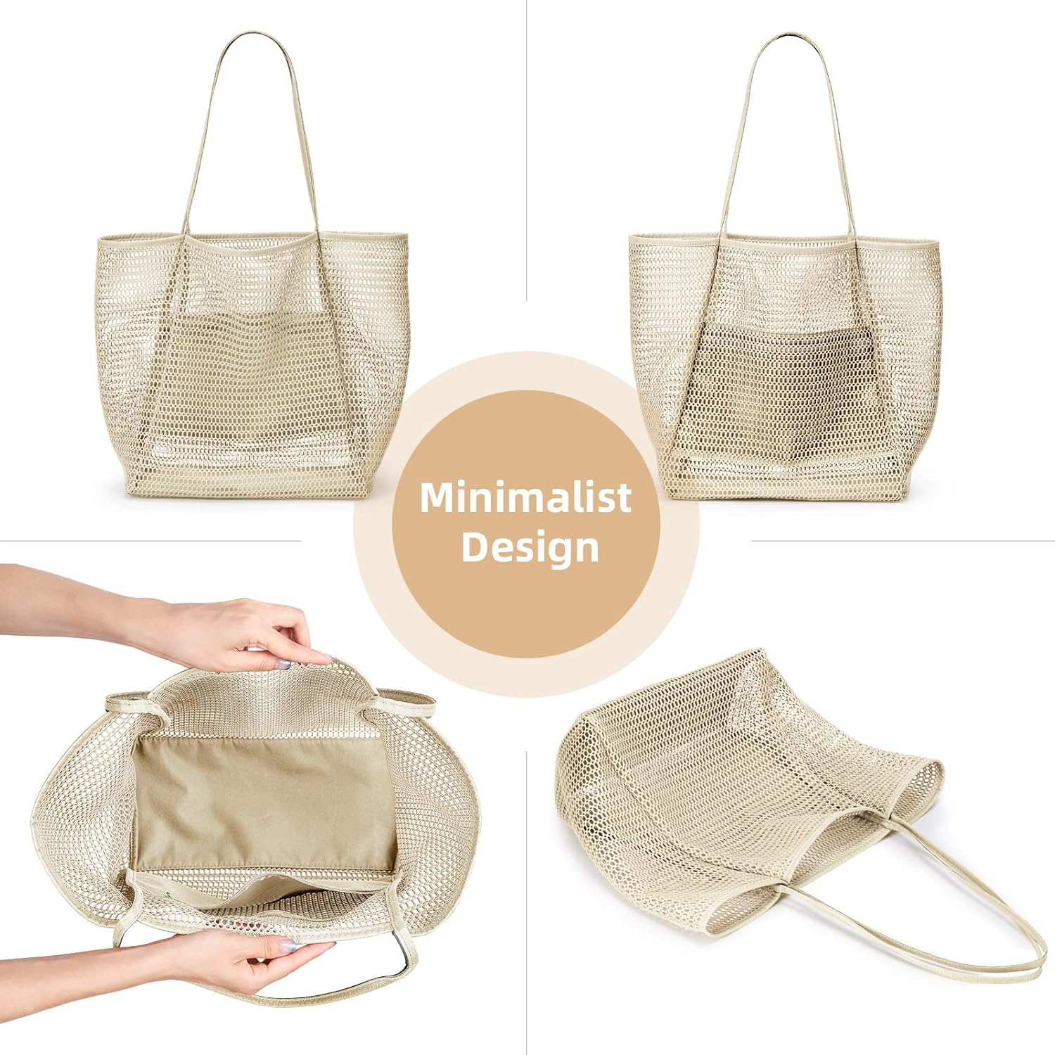 Oversized Beach Tote Bag, Semi Mesh Tote Bag Foldable MAX 35L Laundry Tote Bag For Beach Picnic Laundry Vacation - Image 6